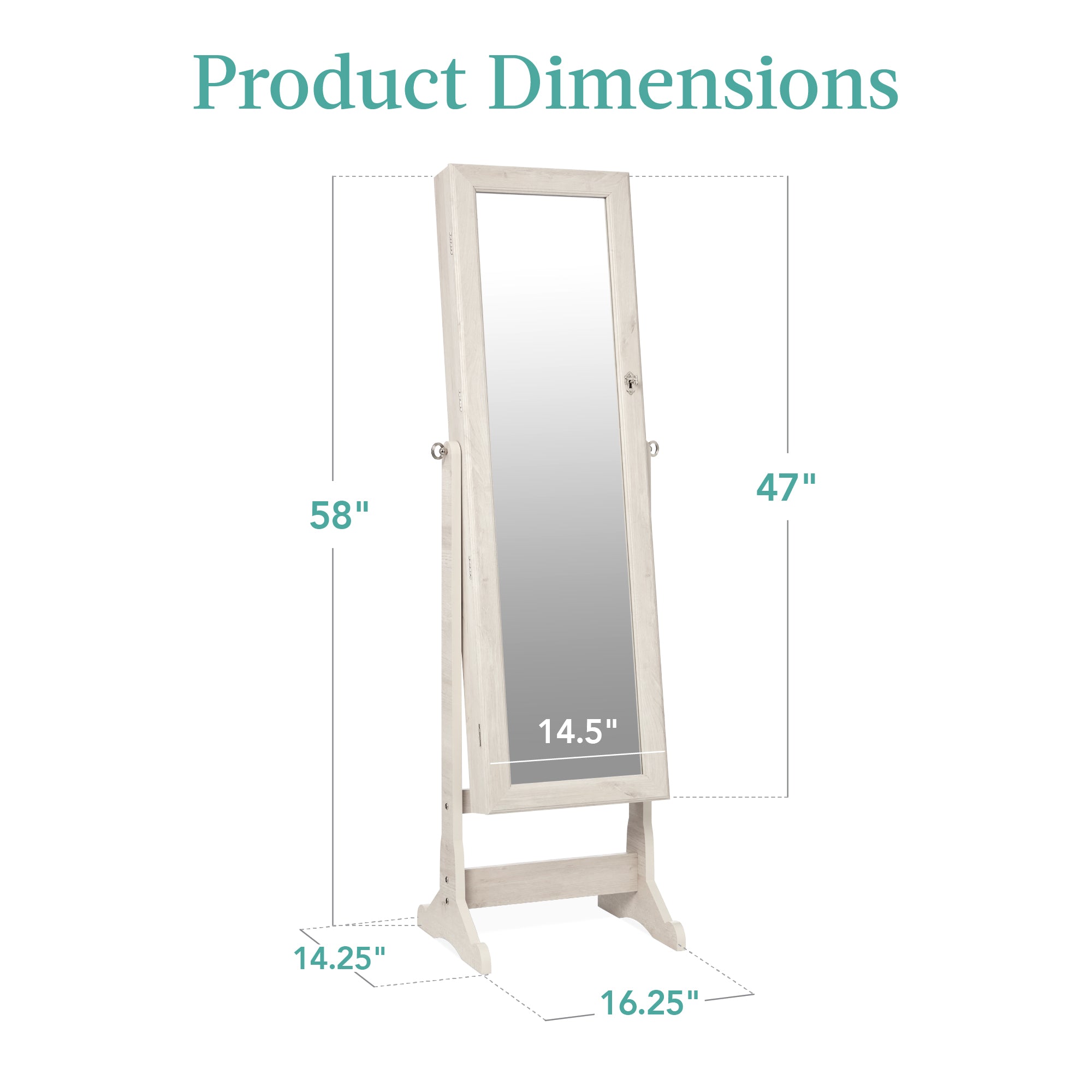 Full Length Freestanding Jewelry Mirror Armoire w/ Velvet Interior - Image 14