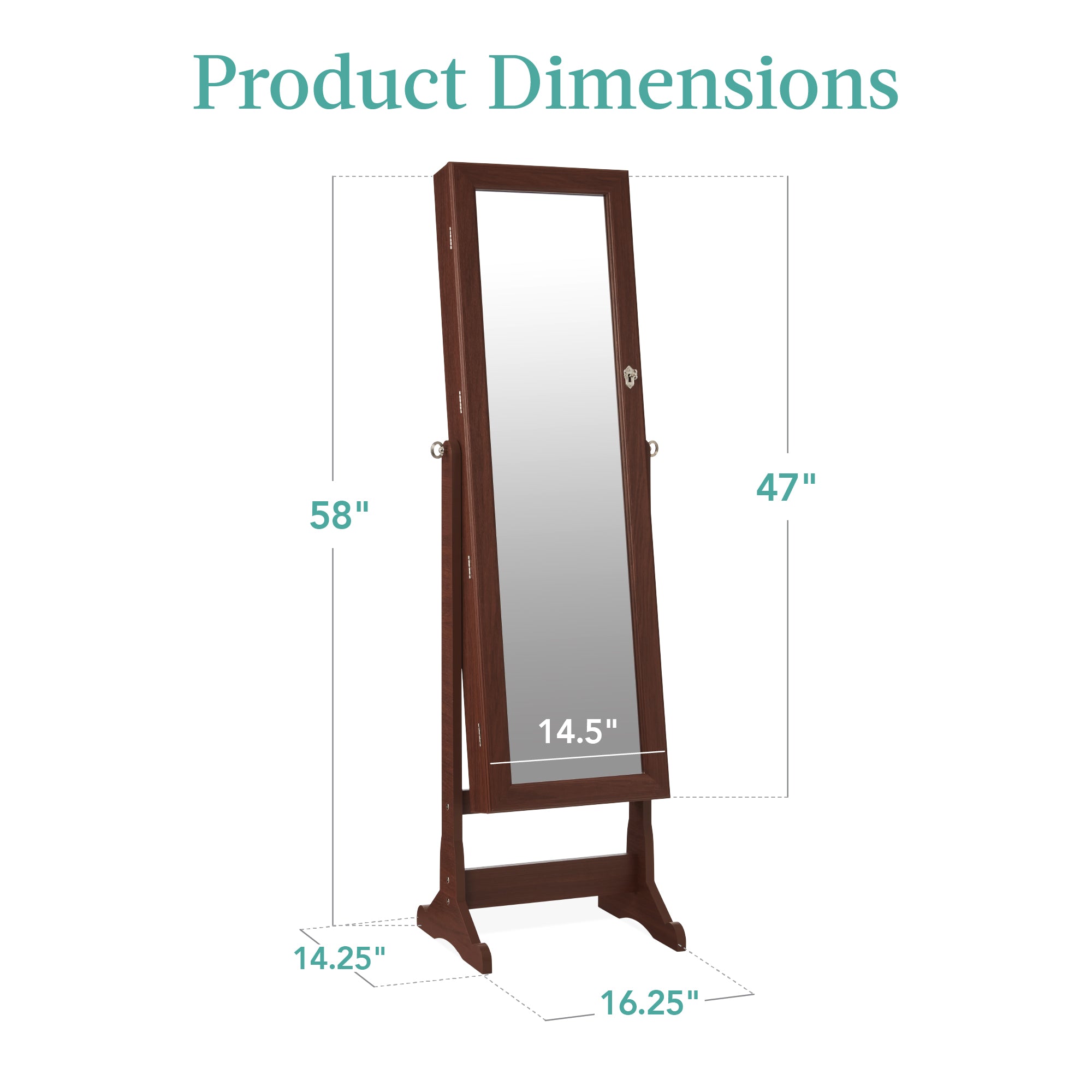 Full Length Freestanding Jewelry Mirror Armoire w/ Velvet Interior - Image 21