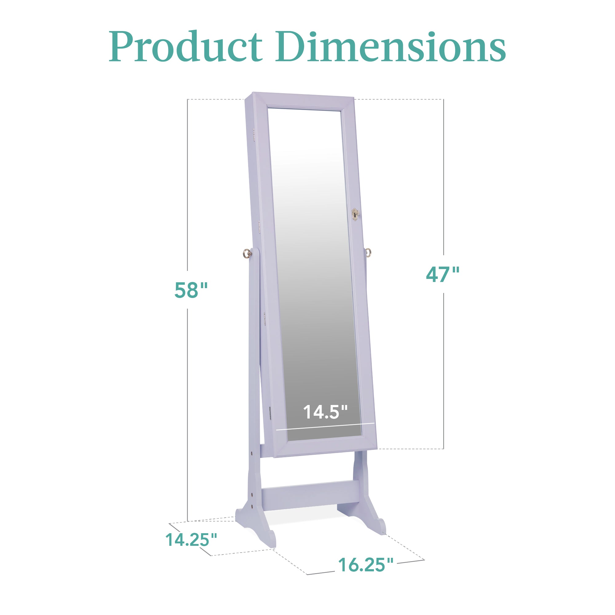 Full Length Freestanding Jewelry Mirror Armoire w/ Velvet Interior - Image 42