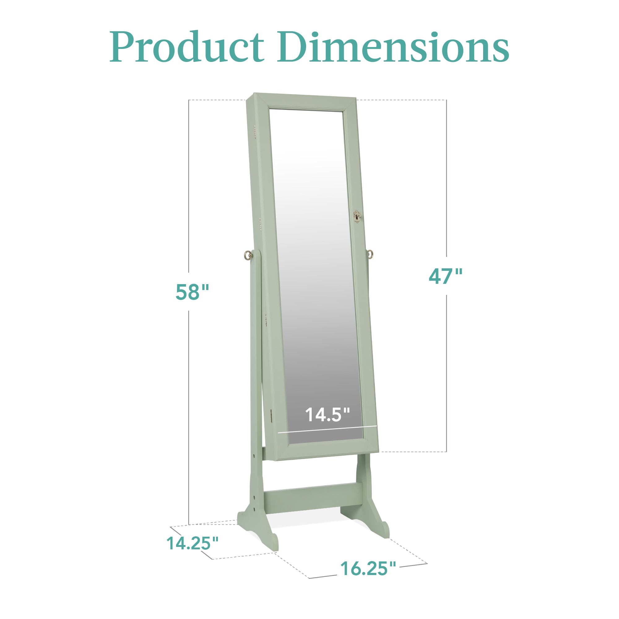 Full Length Freestanding Jewelry Mirror Armoire w/ Velvet Interior - Image 56