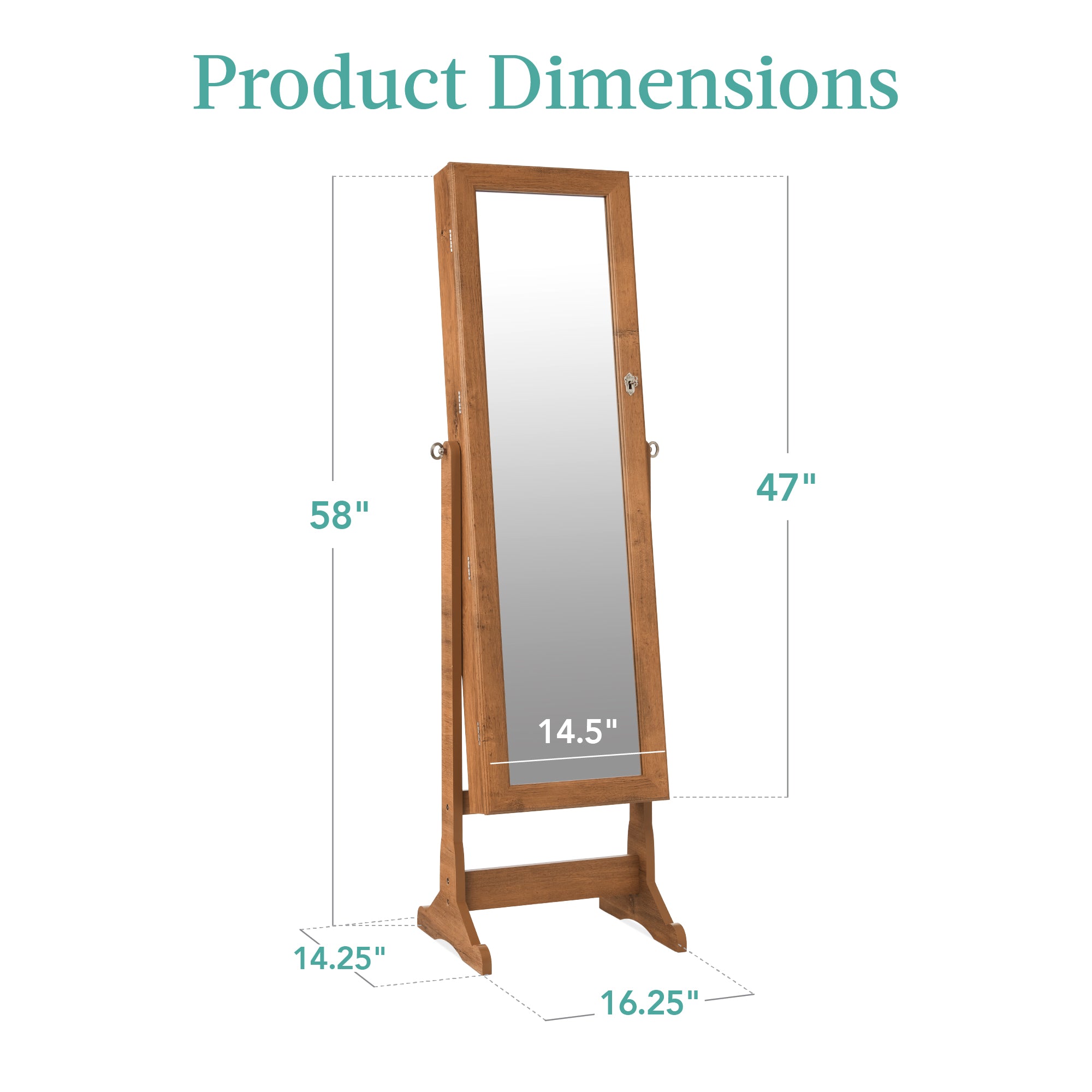Full Length Freestanding Jewelry Mirror Armoire w/ Velvet Interior - Image 84