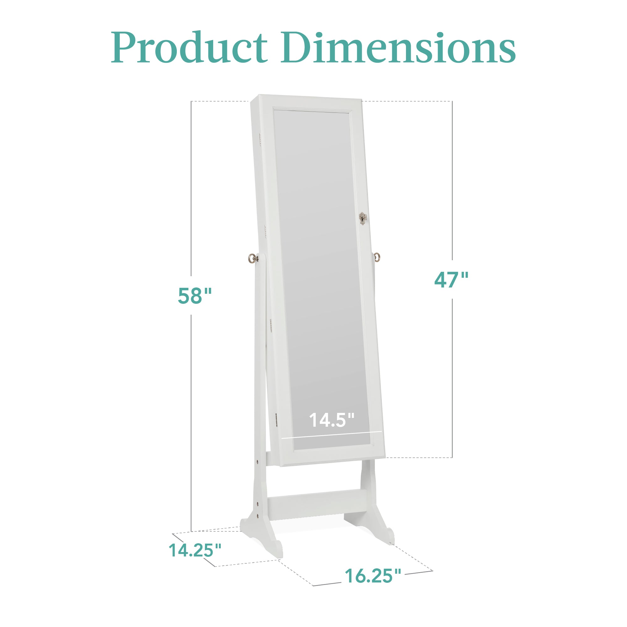 Full Length Freestanding Jewelry Mirror Armoire w/ Velvet Interior - Image 91