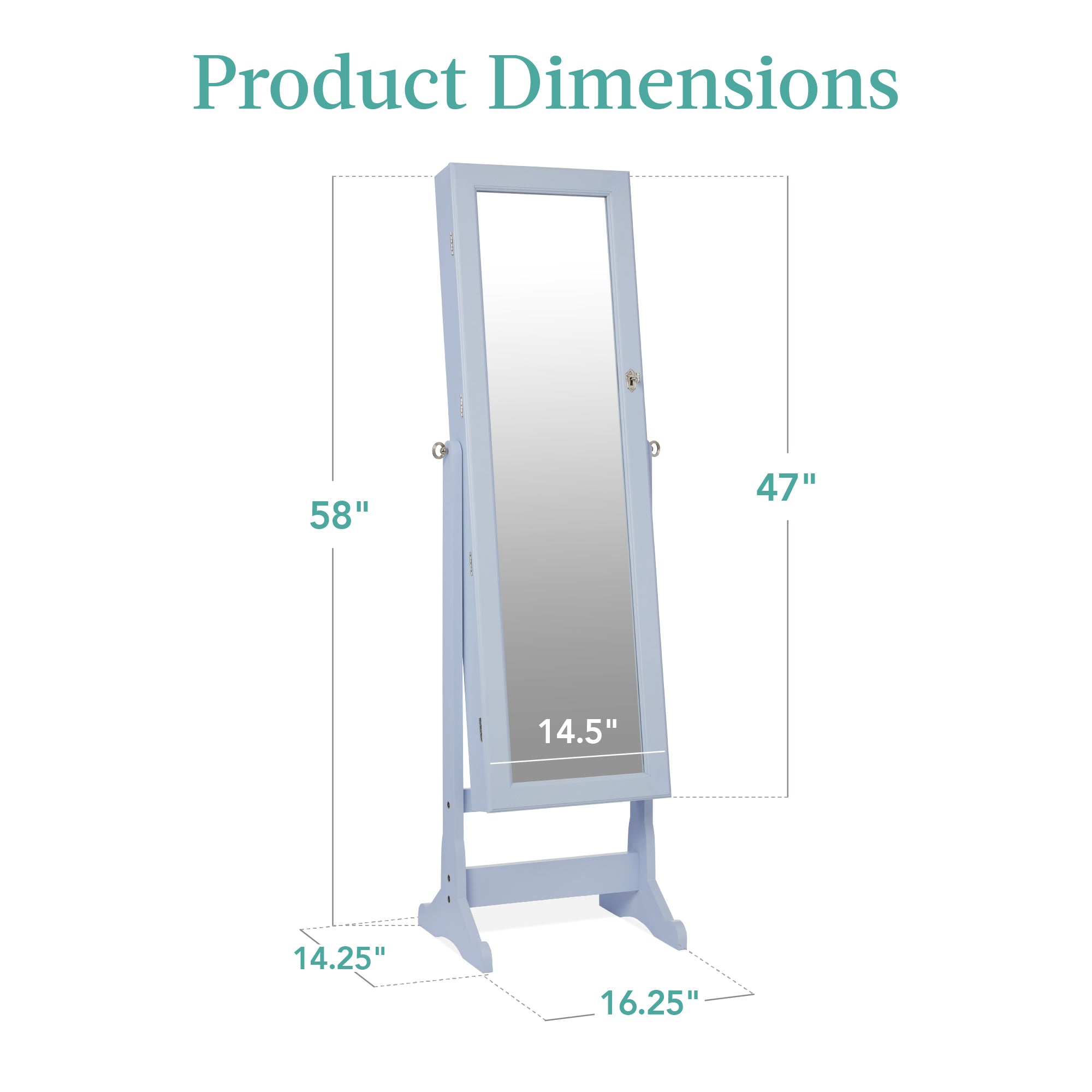Full Length Freestanding Jewelry Mirror Armoire w/ Velvet Interior - Image 98