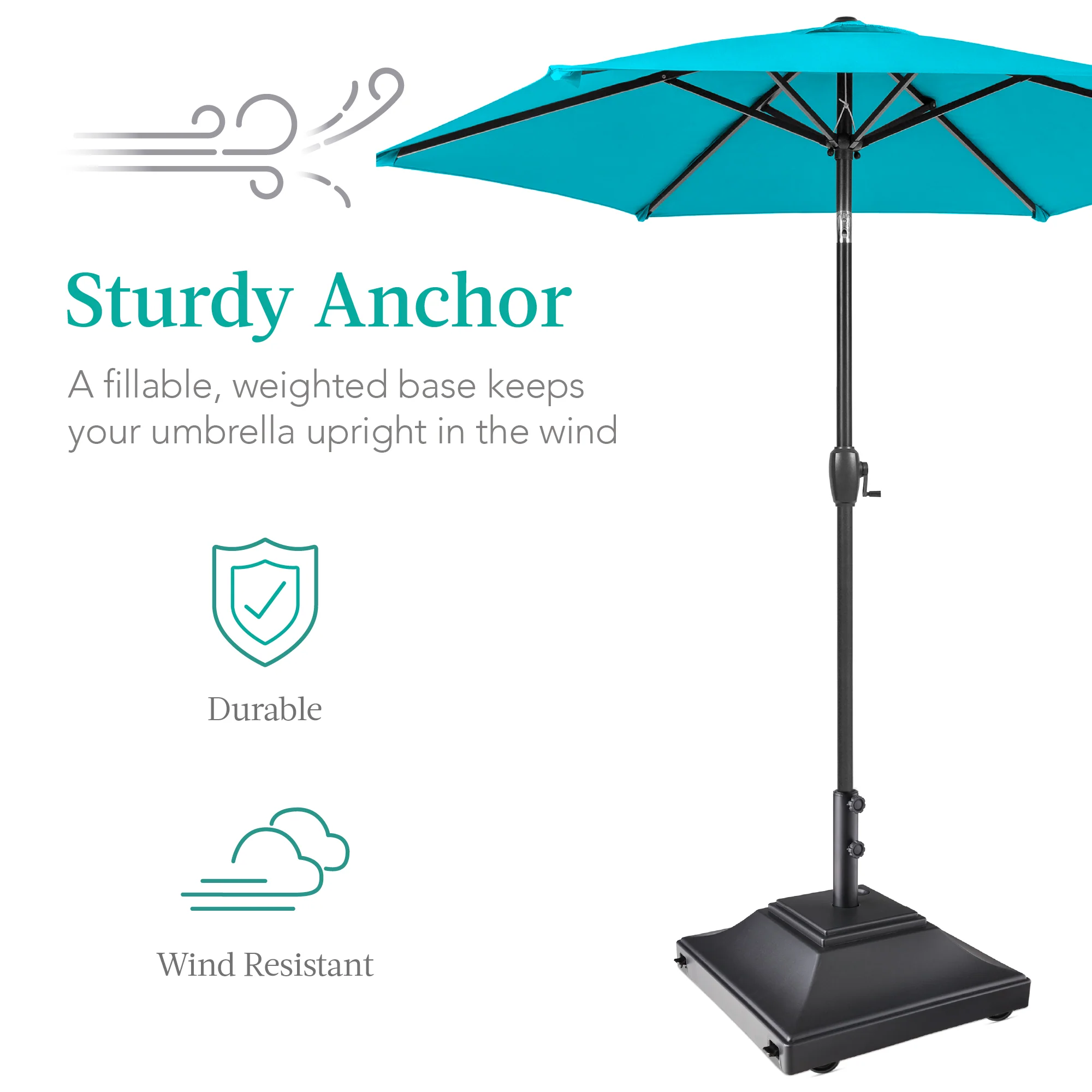 Mobile Umbrella Base, Fillable Stand w/ 4 Wheels, 2 Locks, 120lb Capacity - Image 10