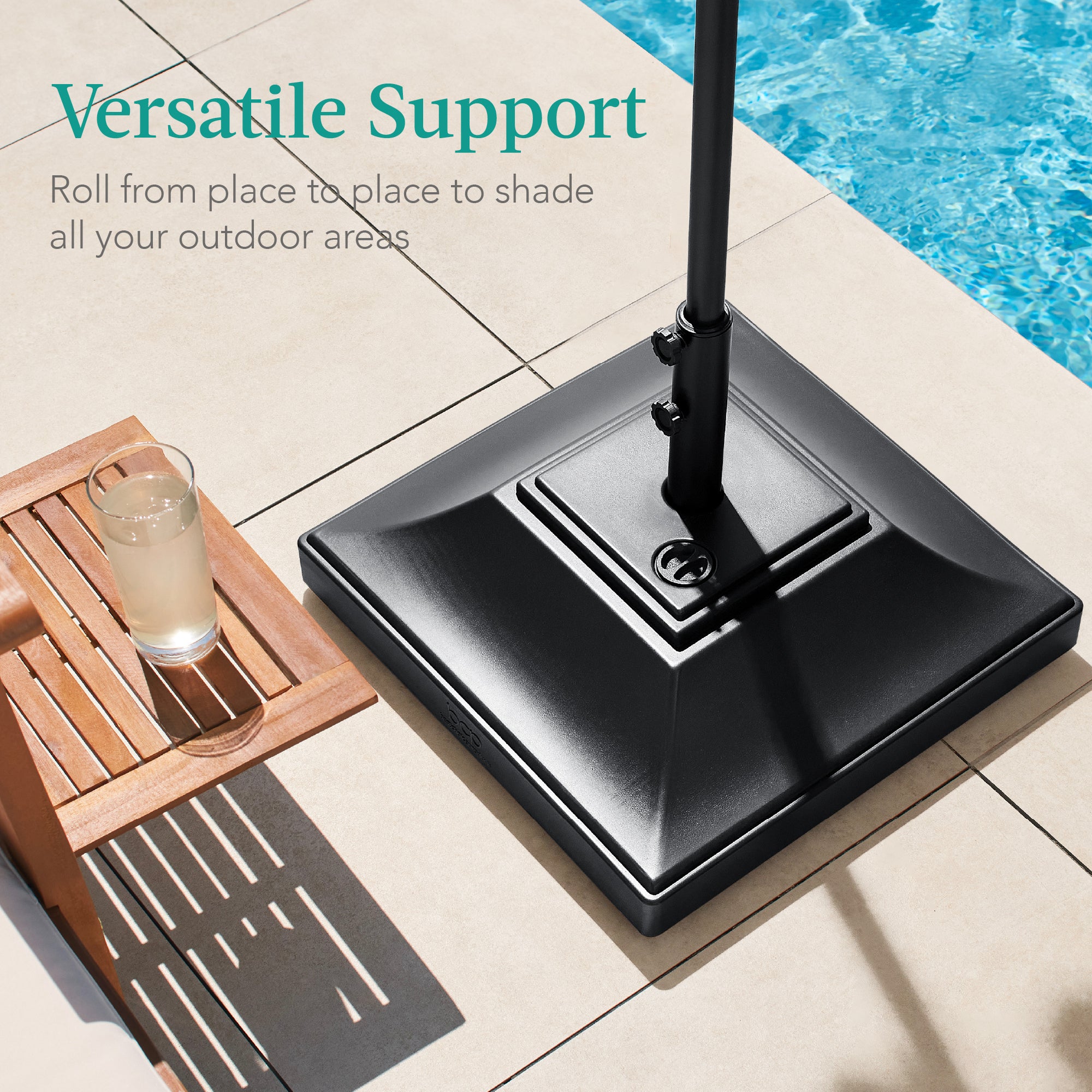 Mobile Umbrella Base, Fillable Stand w/ 4 Wheels, 2 Locks, 120lb Capacity - Image 12