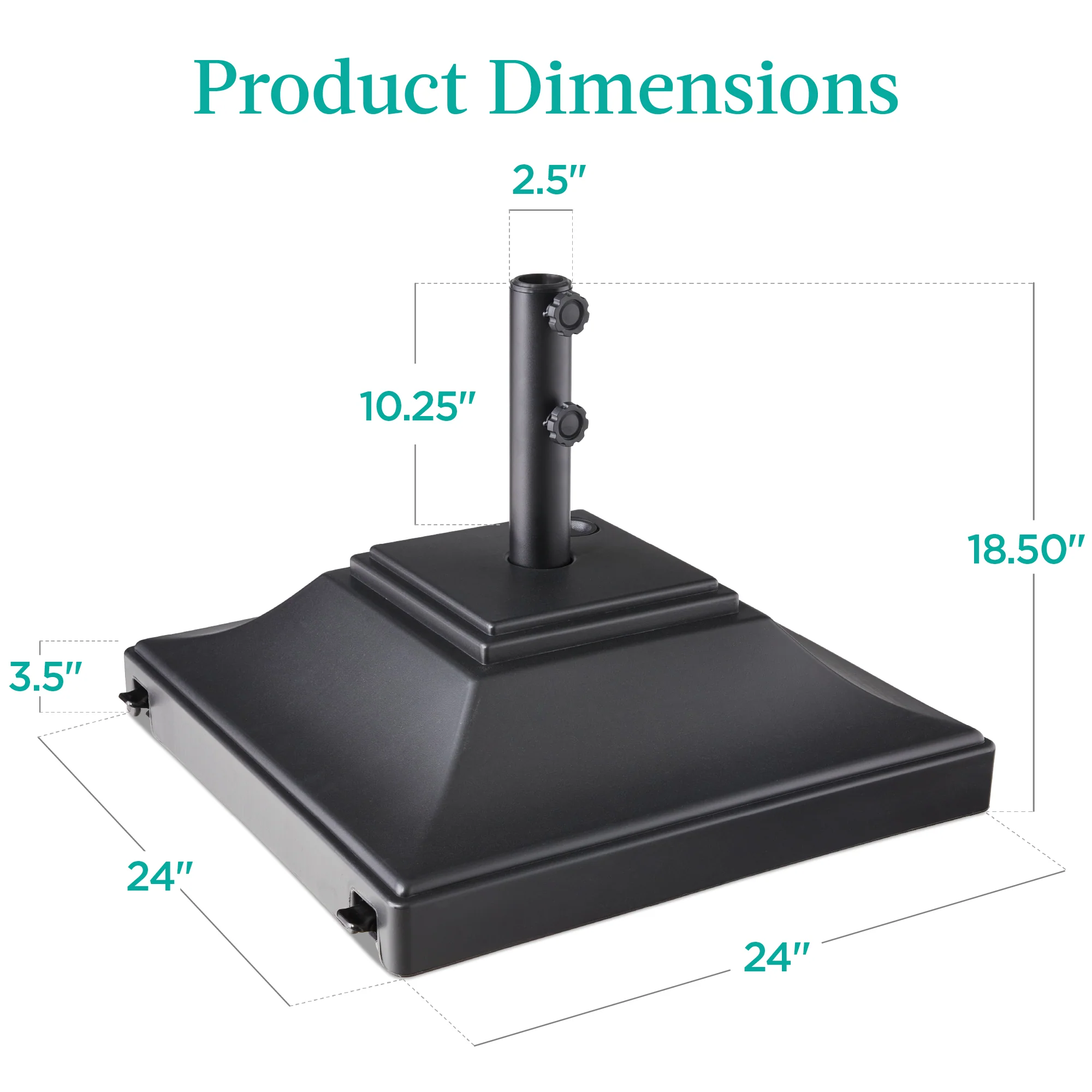 Mobile Umbrella Base, Fillable Stand w/ 4 Wheels, 2 Locks, 120lb Capacity - Image 14