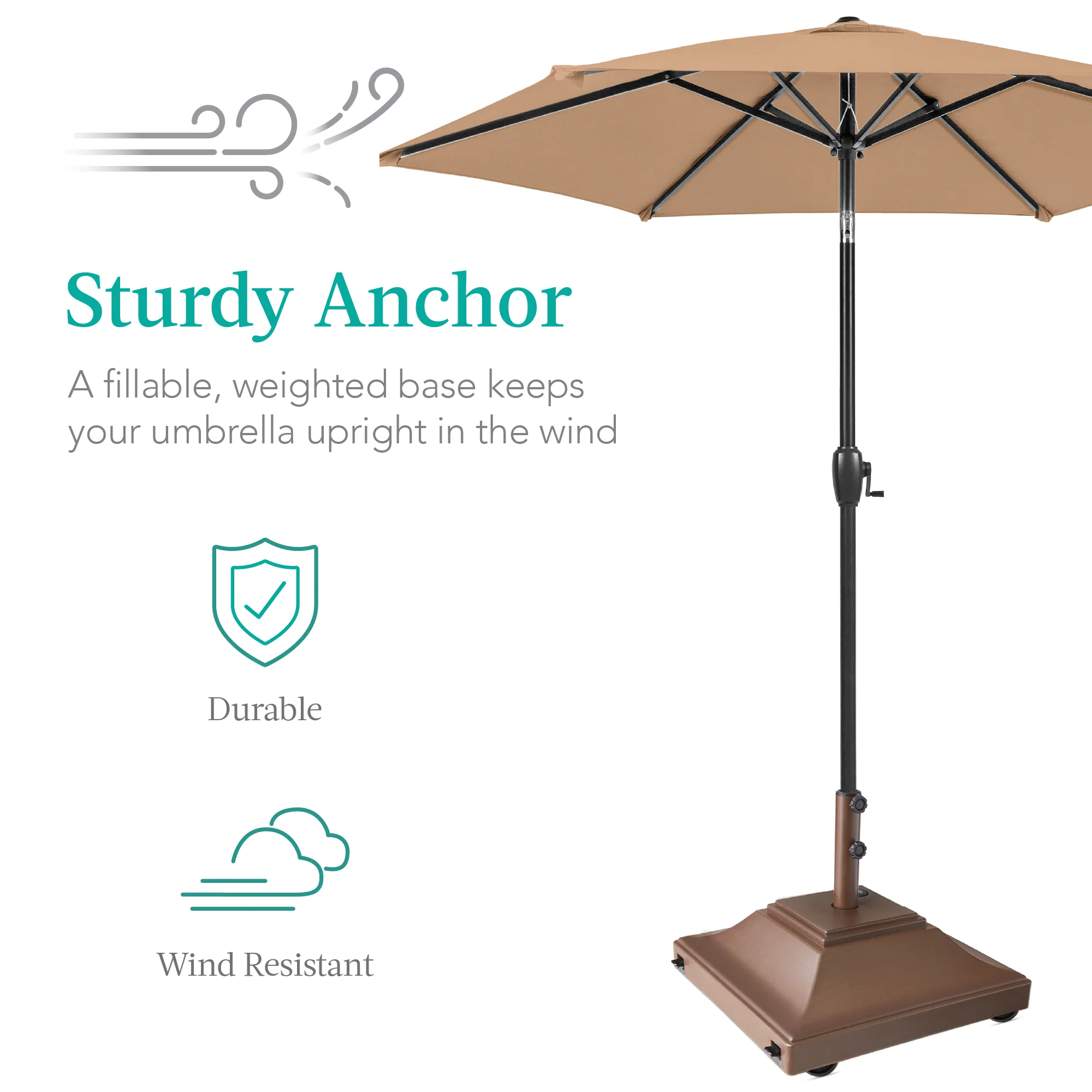 Mobile Umbrella Base, Fillable Stand w/ 4 Wheels, 2 Locks, 120lb Capacity - Image 17