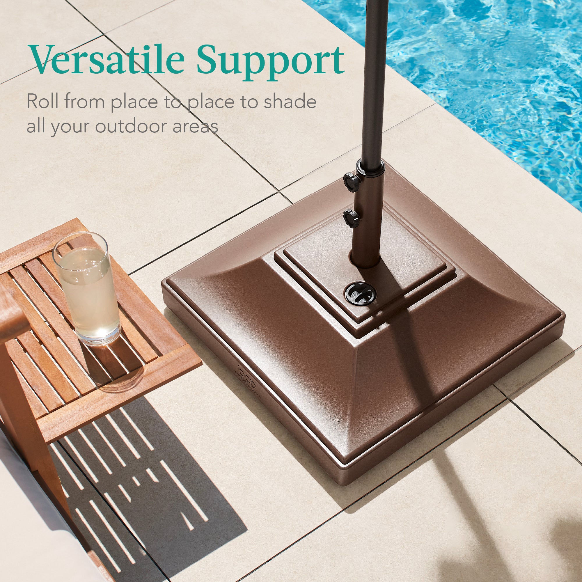 Mobile Umbrella Base, Fillable Stand w/ 4 Wheels, 2 Locks, 120lb Capacity - Image 19