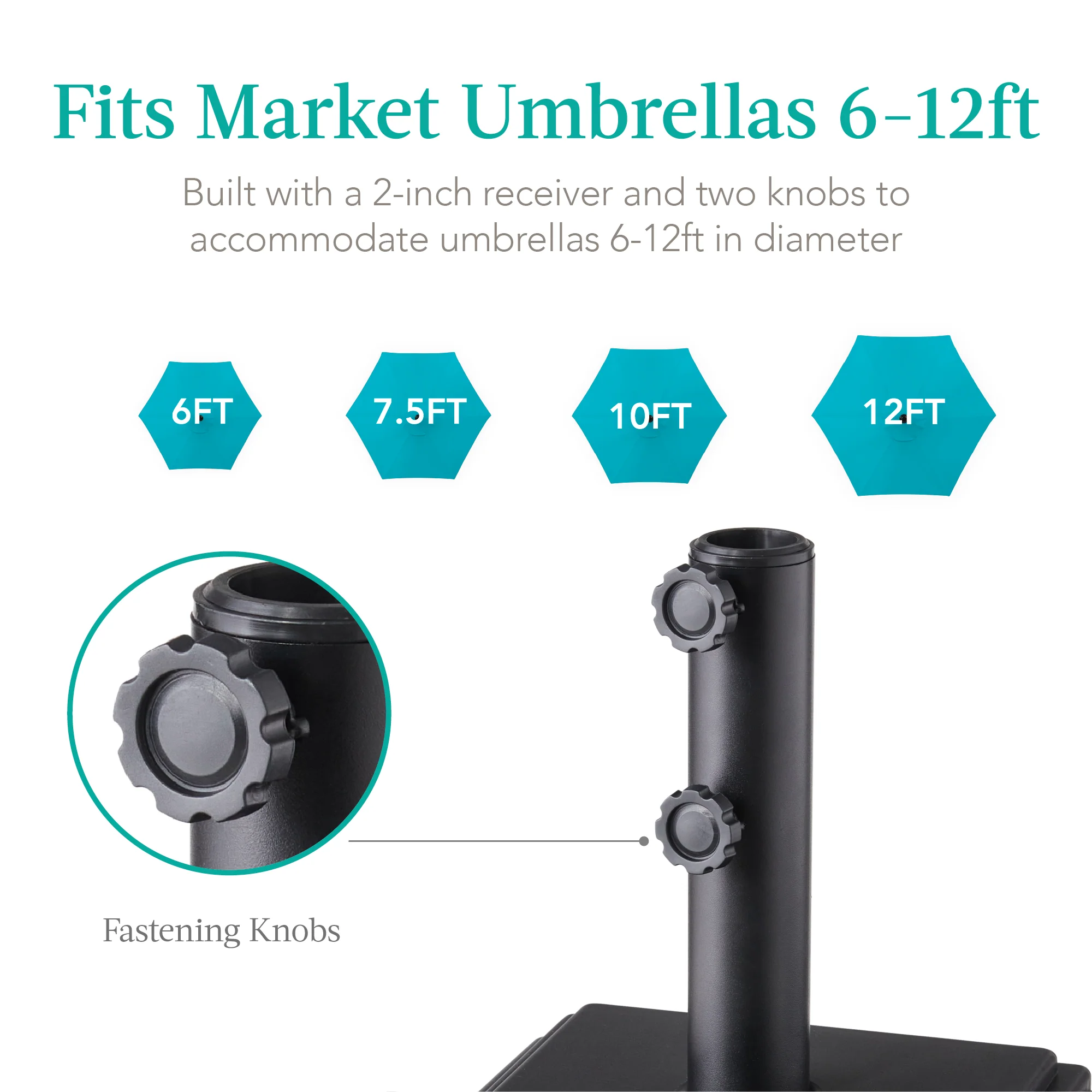 Mobile Umbrella Base, Fillable Stand w/ 4 Wheels, 2 Locks, 120lb Capacity - Image 6
