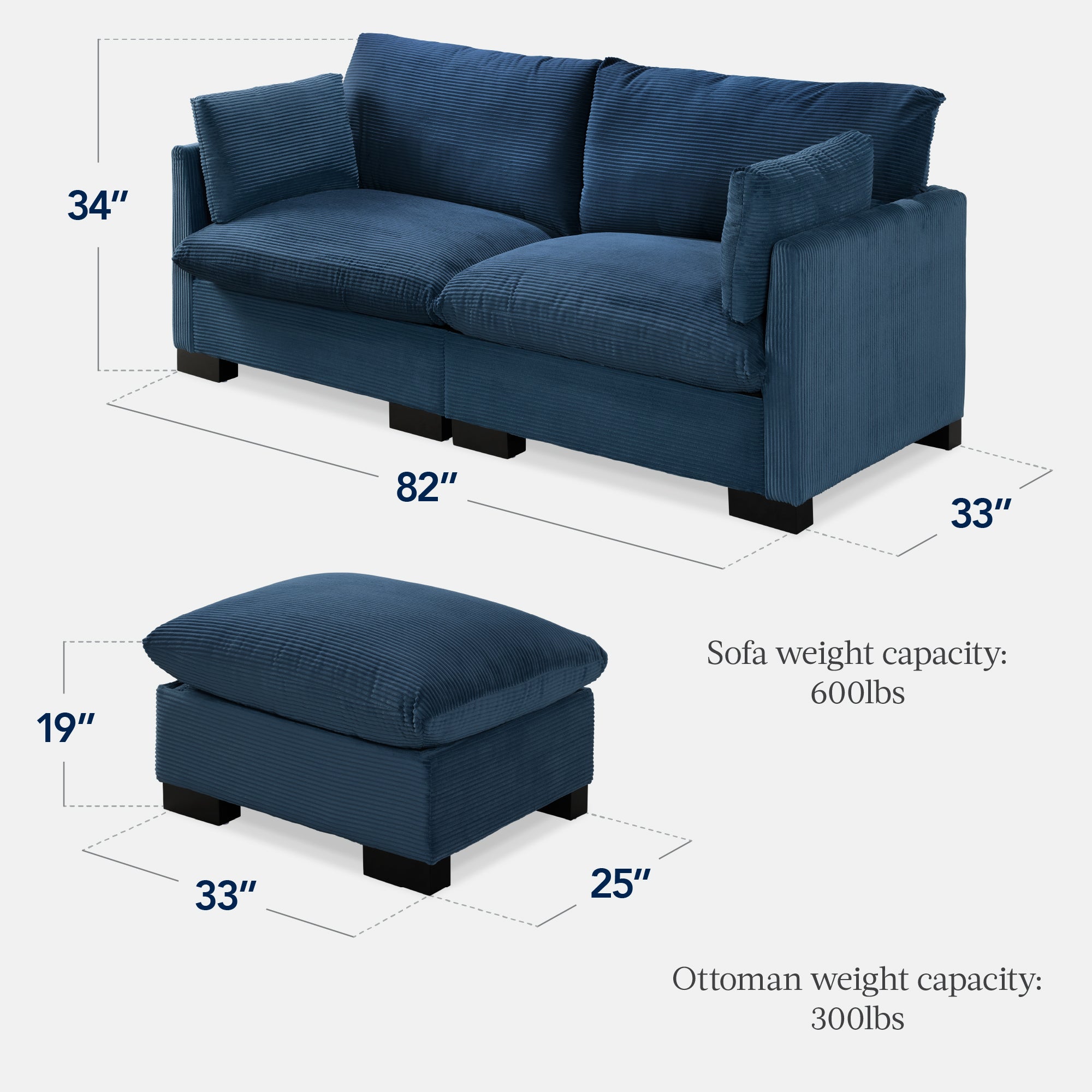 Modular Sectional Pillowtop Sofa w/ Ottoman & Storage 82in - Image 20