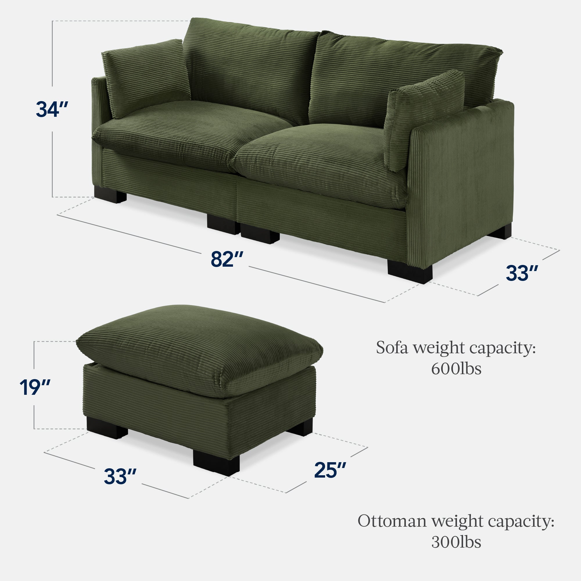 Modular Sectional Pillowtop Sofa w/ Ottoman & Storage 82in - Image 38