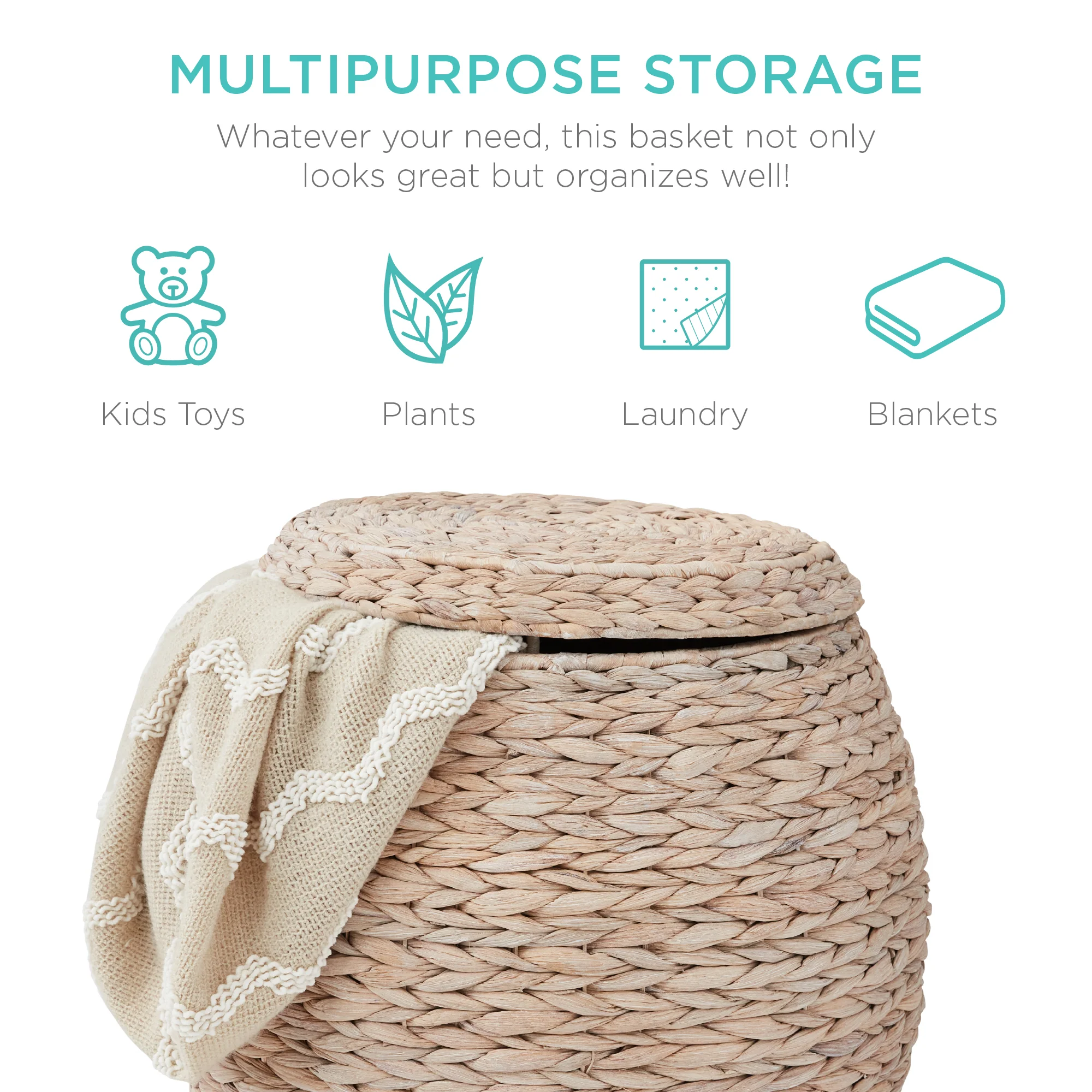 Multipurpose Hyacinth Storage Tote Basket - Image 13