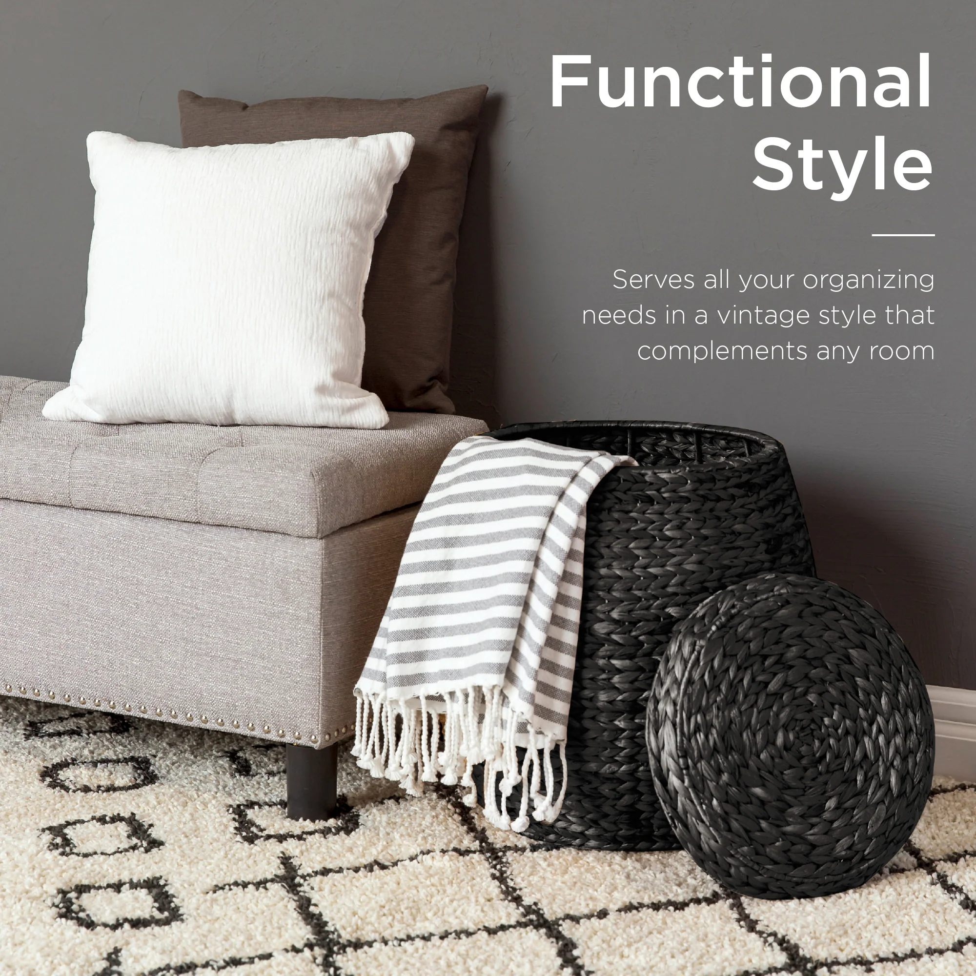 Multipurpose Hyacinth Storage Tote Basket - Image 25
