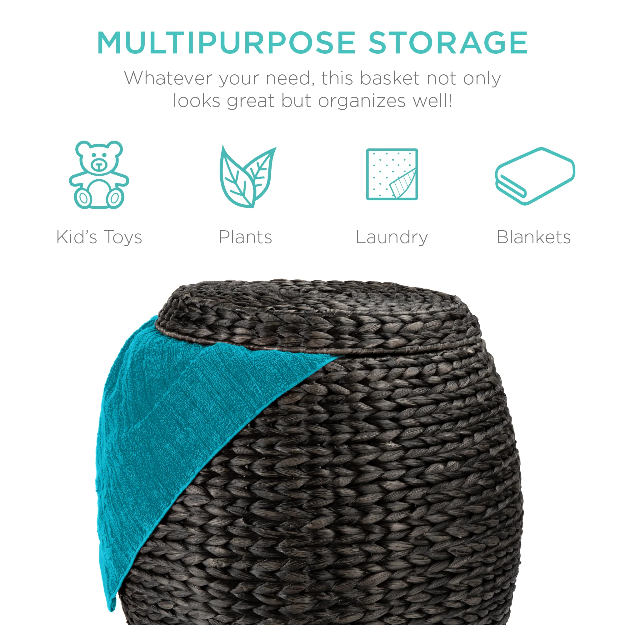 Multipurpose Hyacinth Storage Tote Basket - Image 27