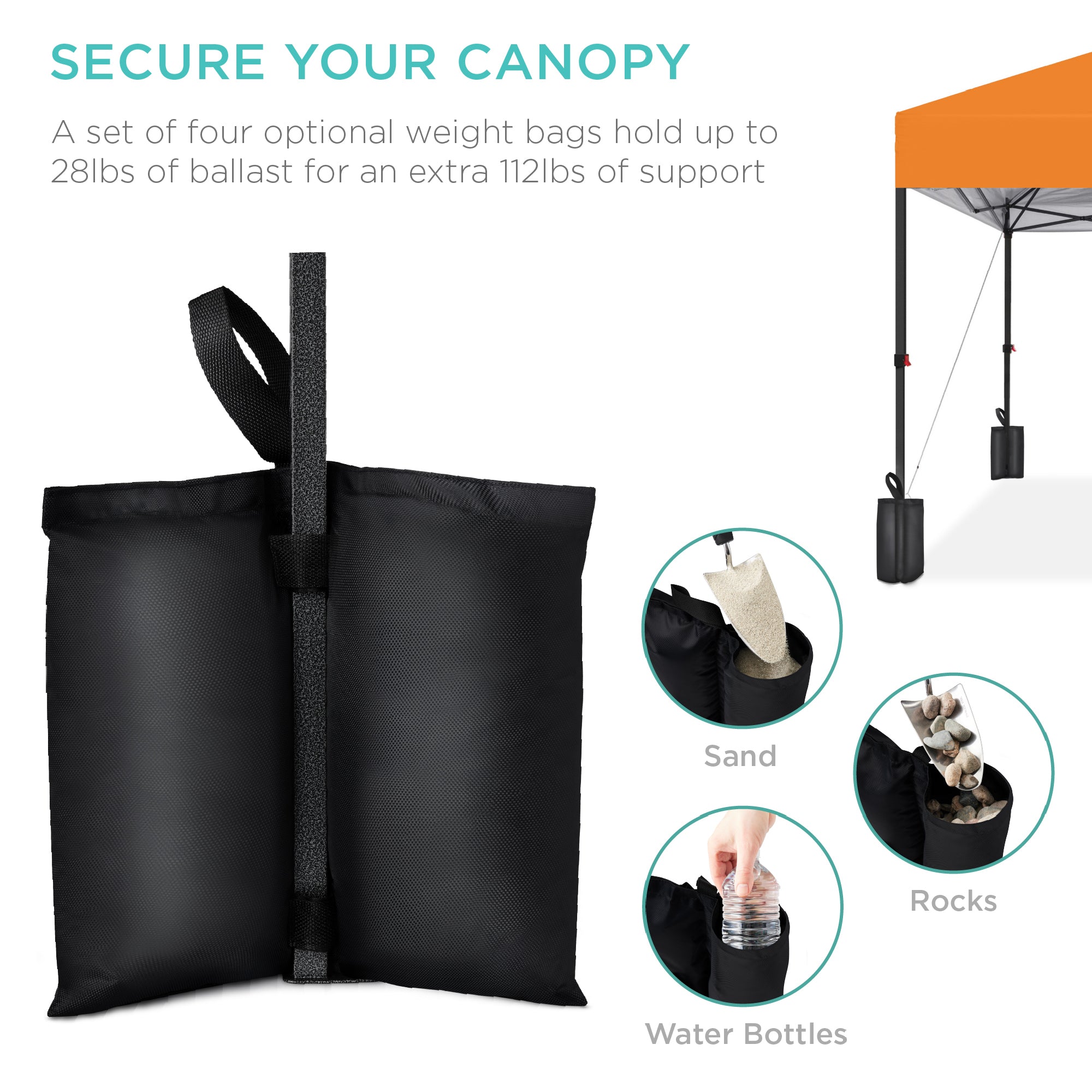 One-Person Setup Instant Pop Up Canopy w/ Case, 4 Weight Bags - 12x12ft - Image 101