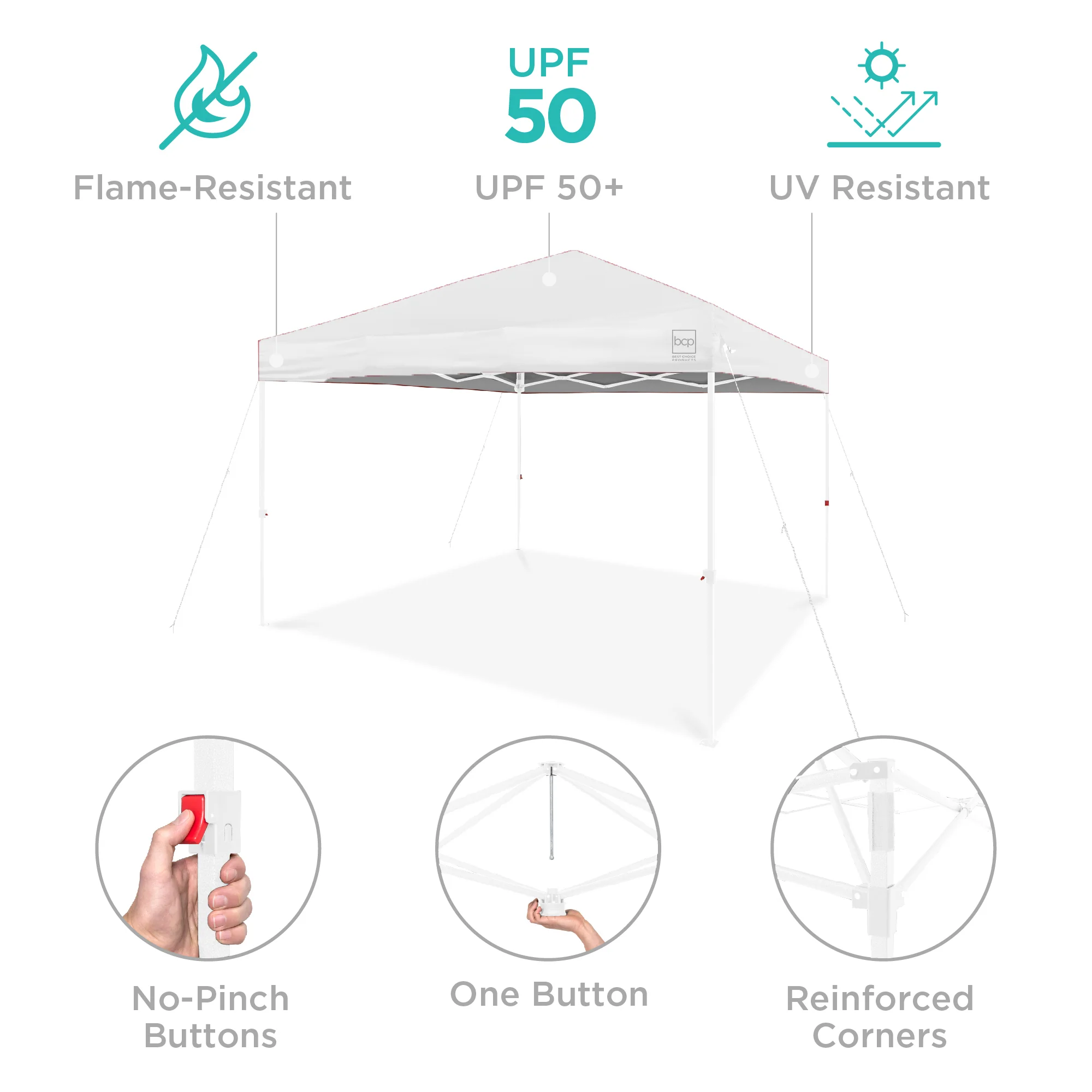 One-Person Setup Instant Pop Up Canopy w/ Case, 4 Weight Bags - 12x12ft - Image 108