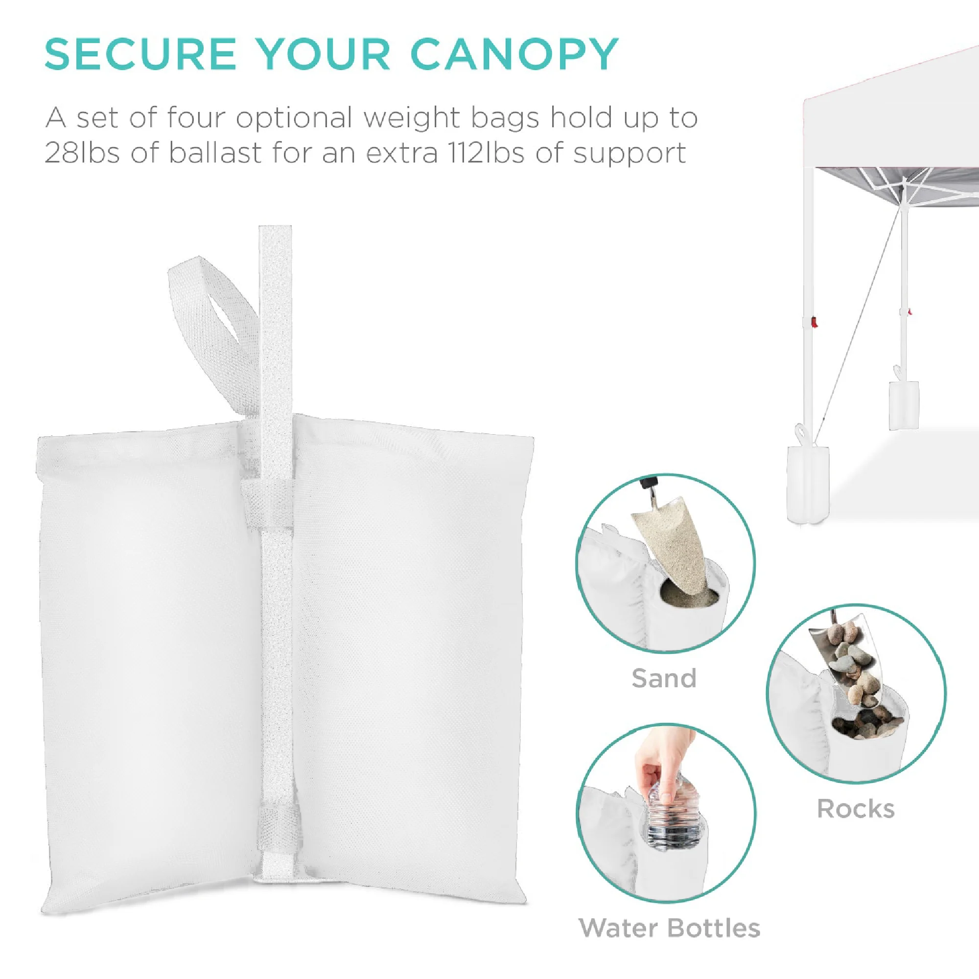 One-Person Setup Instant Pop Up Canopy w/ Case, 4 Weight Bags - 12x12ft - Image 109