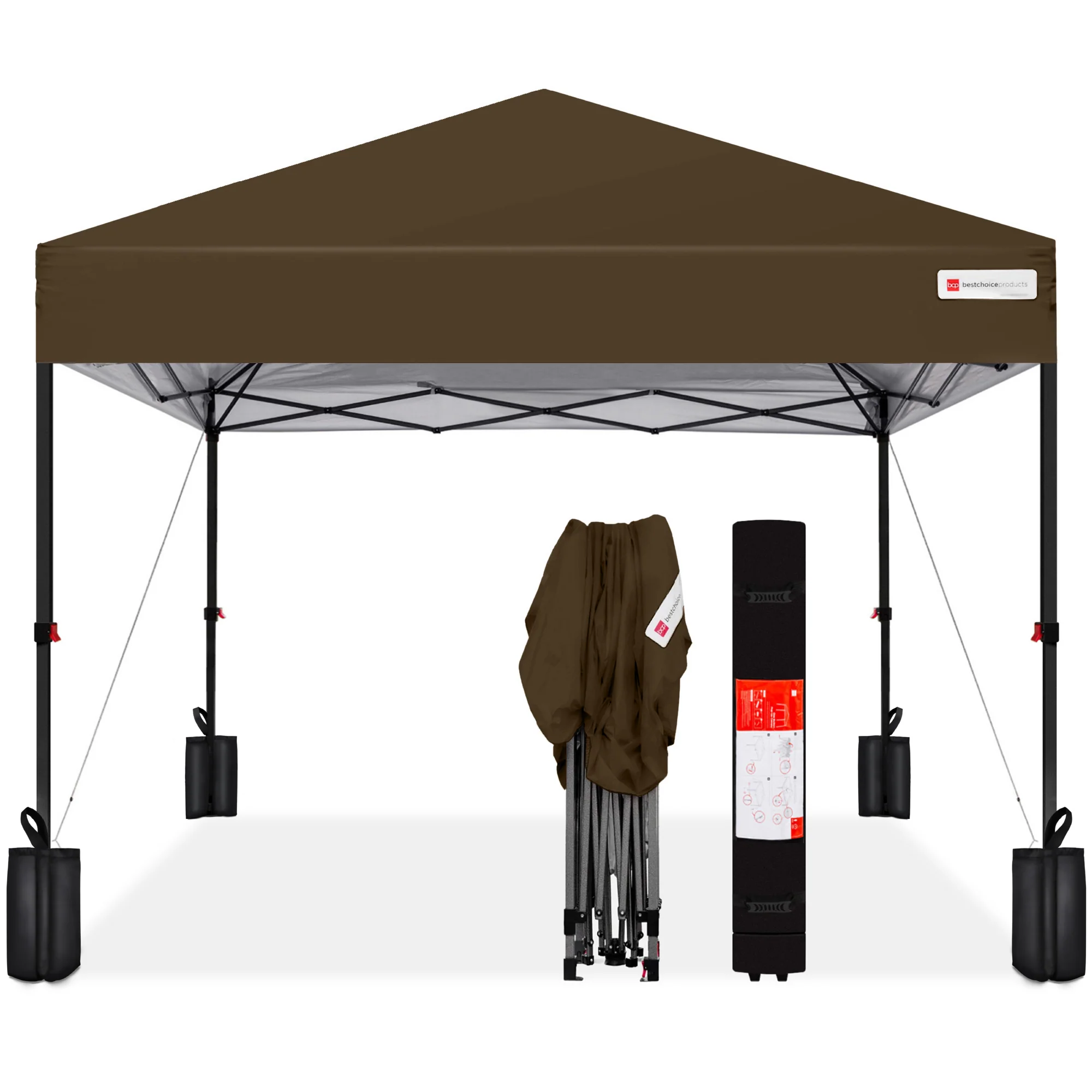 One-Person Setup Instant Pop Up Canopy w/ Case, 4 Weight Bags - 12x12ft - Image 113