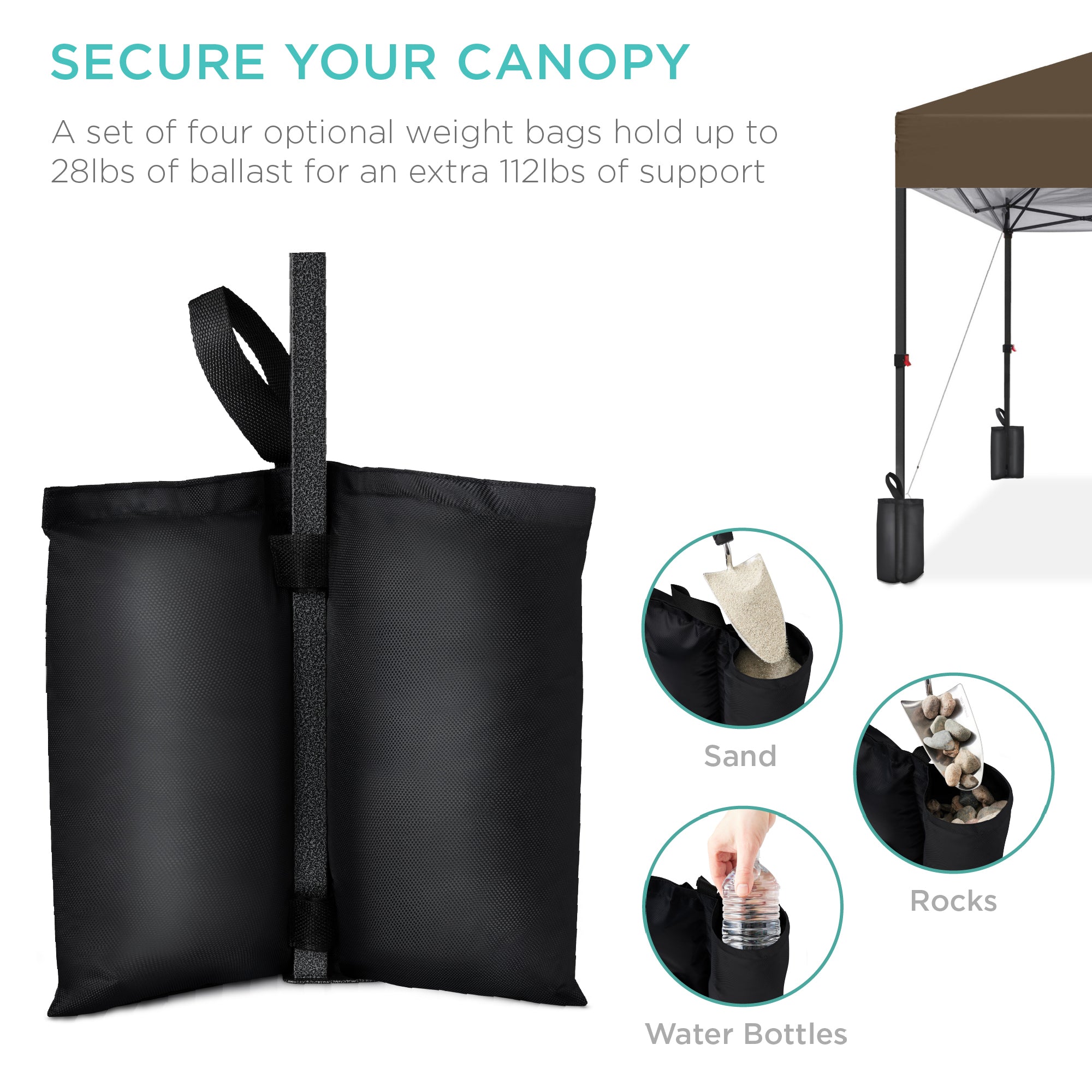 One-Person Setup Instant Pop Up Canopy w/ Case, 4 Weight Bags - 12x12ft - Image 117