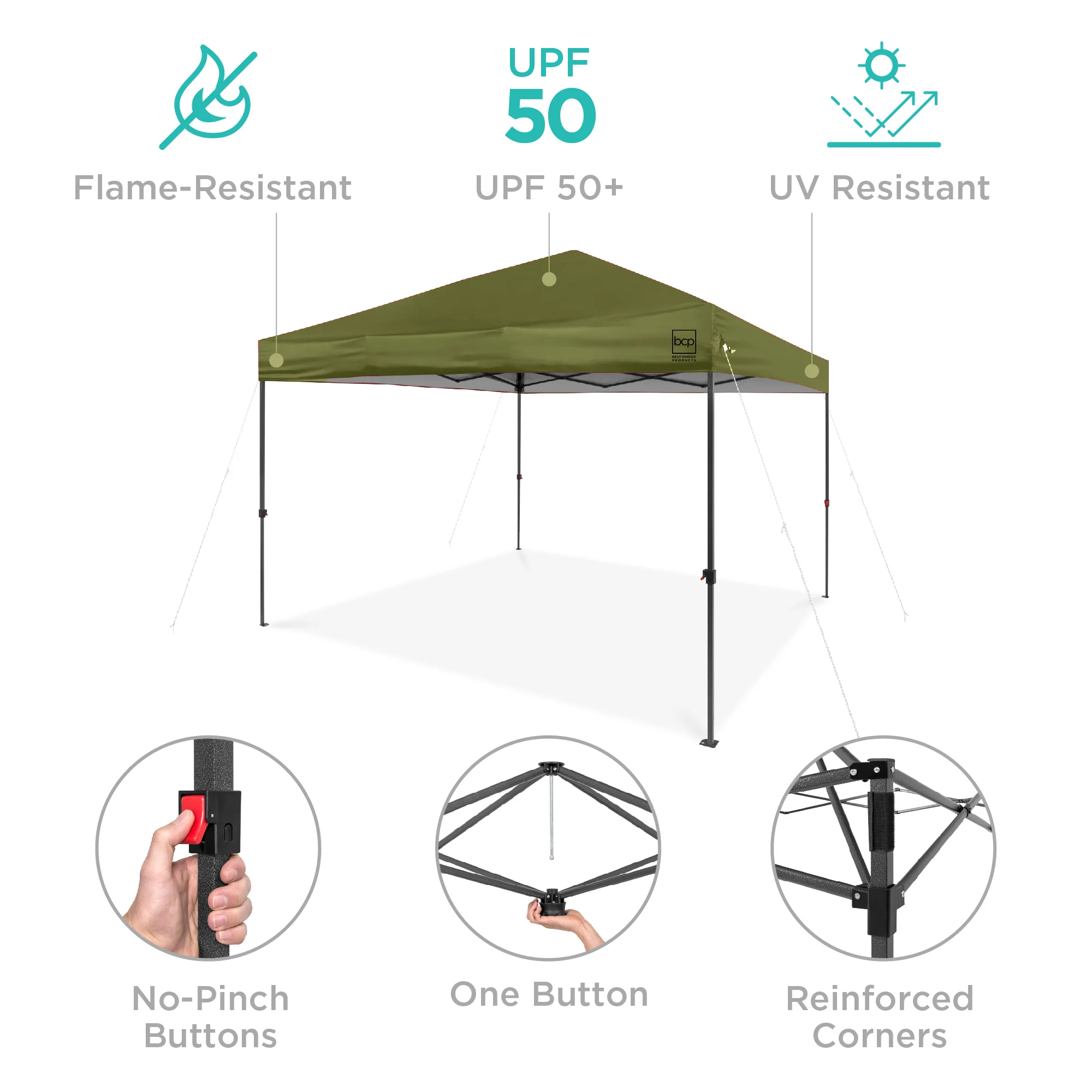 One-Person Setup Instant Pop Up Canopy w/ Case, 4 Weight Bags - 12x12ft - Image 132