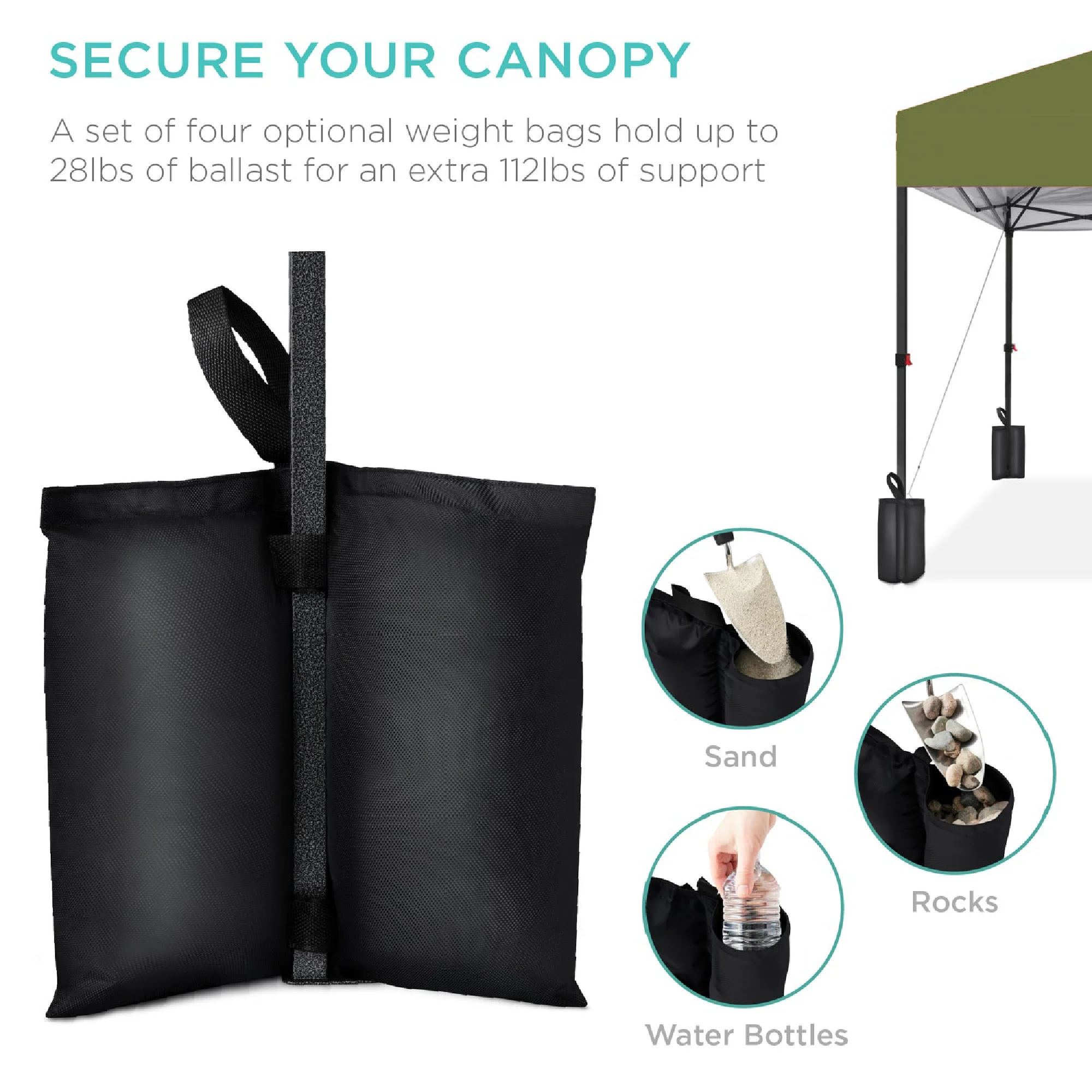 One-Person Setup Instant Pop Up Canopy w/ Case, 4 Weight Bags - 12x12ft - Image 133