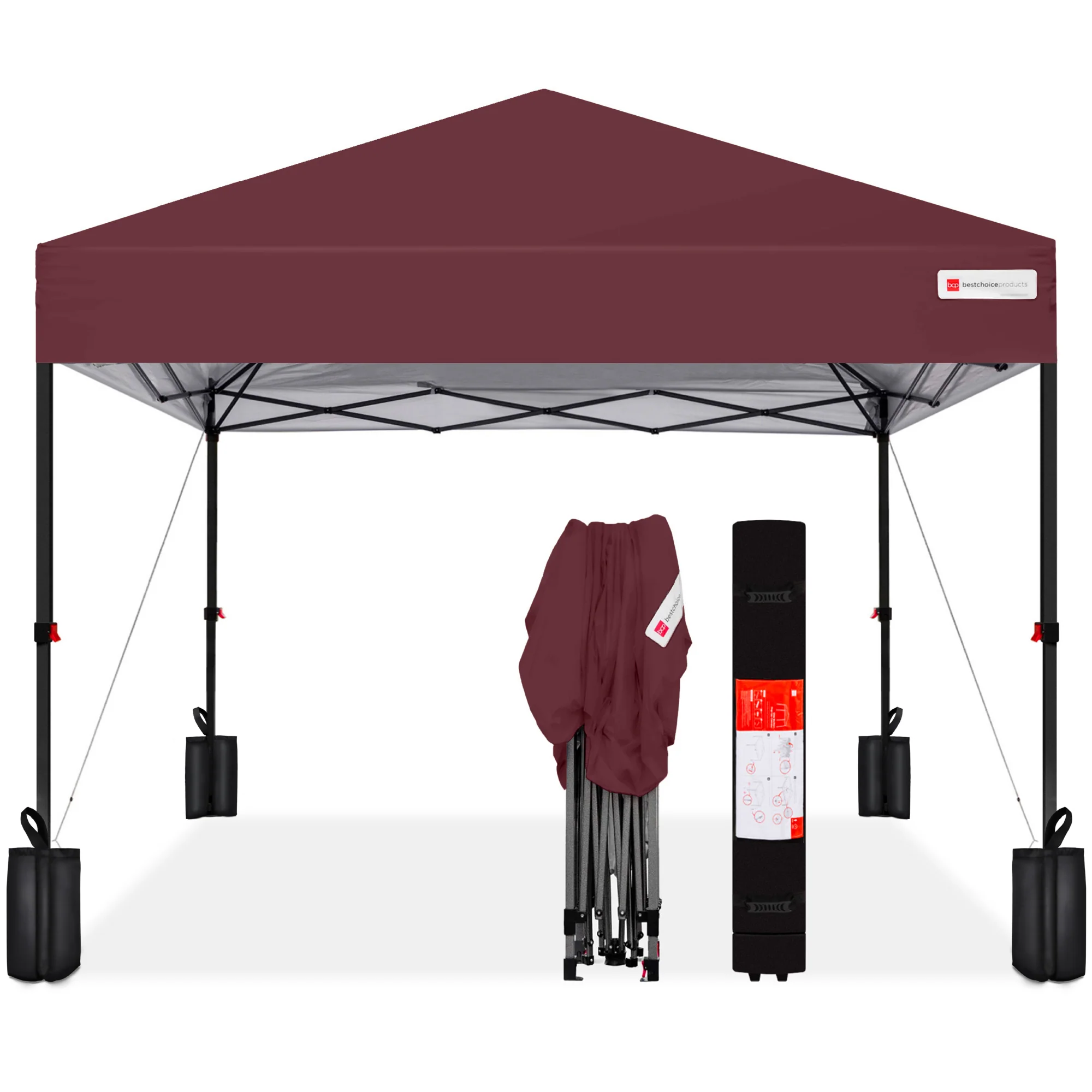 One-Person Setup Instant Pop Up Canopy w/ Case, 4 Weight Bags - 12x12ft - Image 137