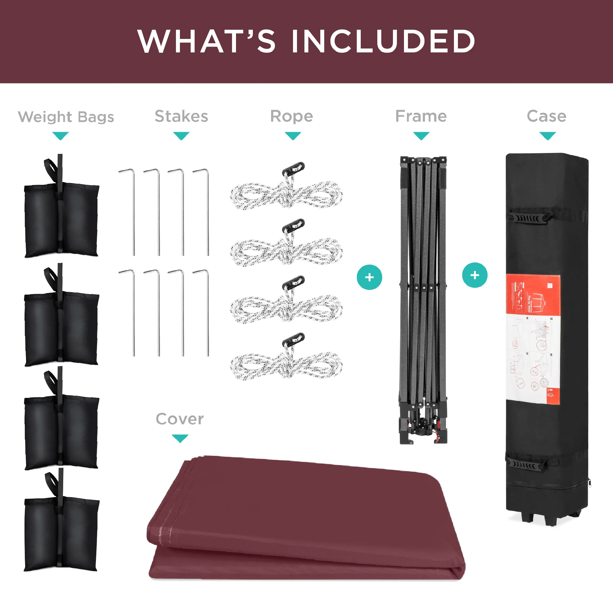 One-Person Setup Instant Pop Up Canopy w/ Case, 4 Weight Bags - 12x12ft - Image 143