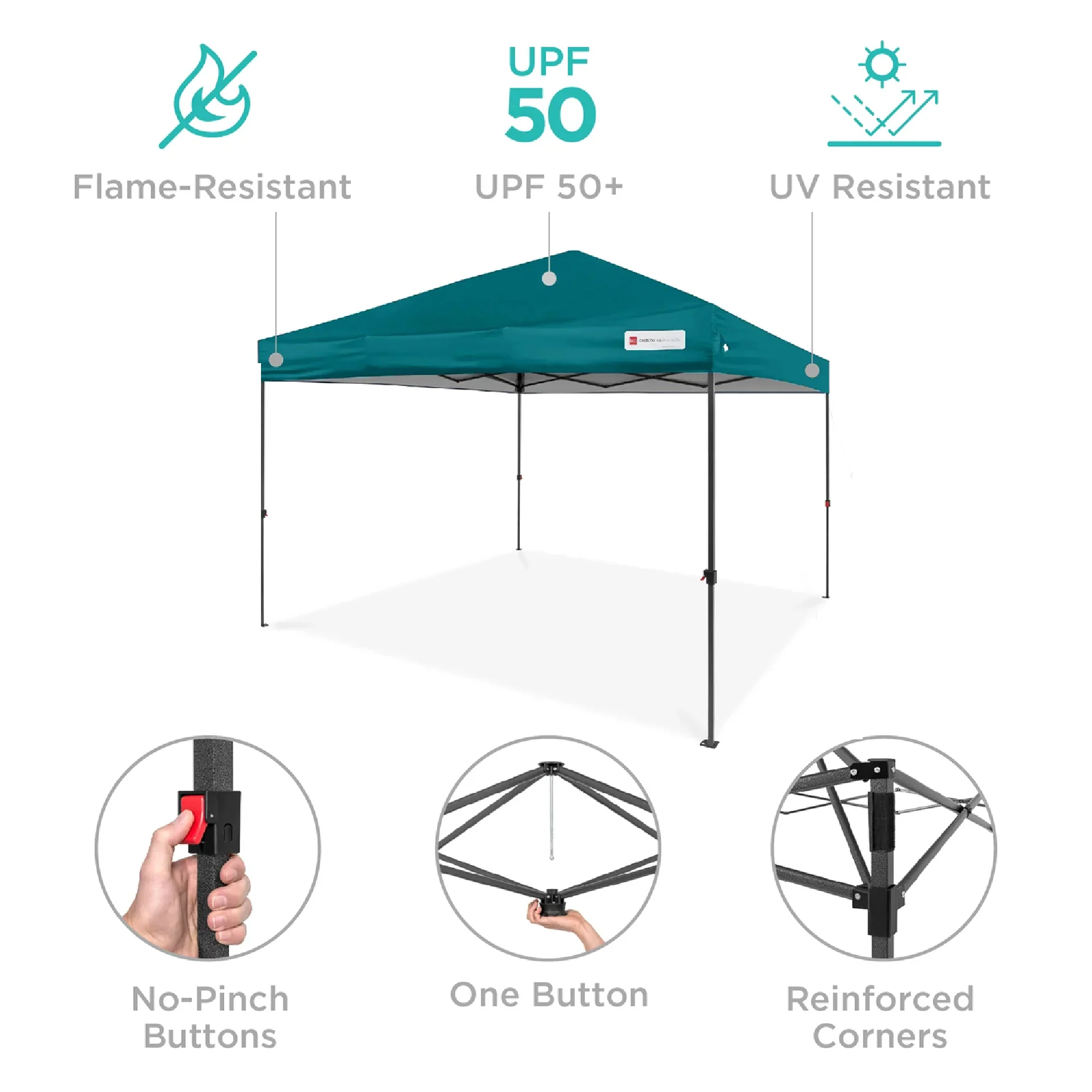 One-Person Setup Instant Pop Up Canopy w/ Case, 4 Weight Bags - 12x12ft - Image 148