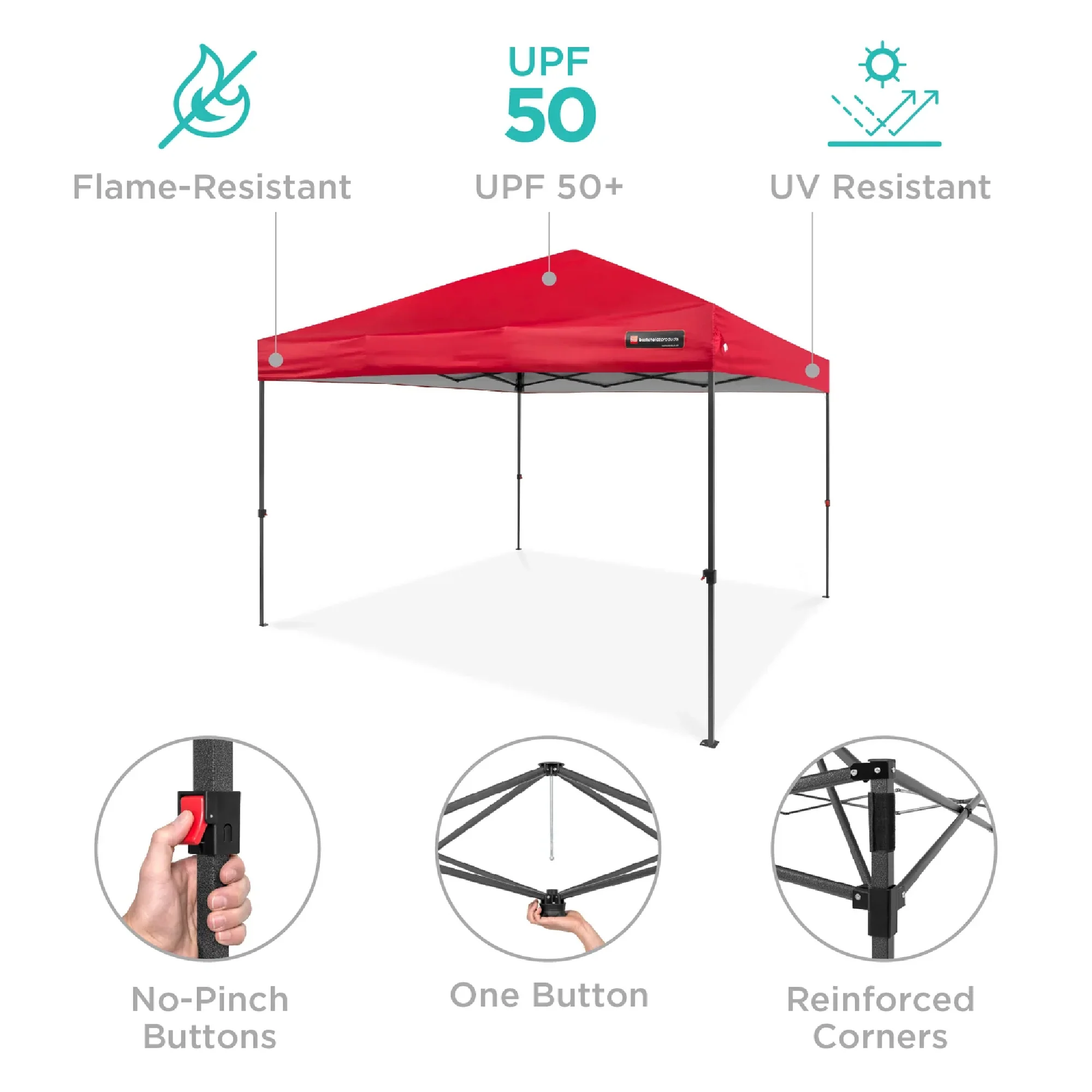One-Person Setup Instant Pop Up Canopy w/ Case, 4 Weight Bags - 12x12ft - Image 156