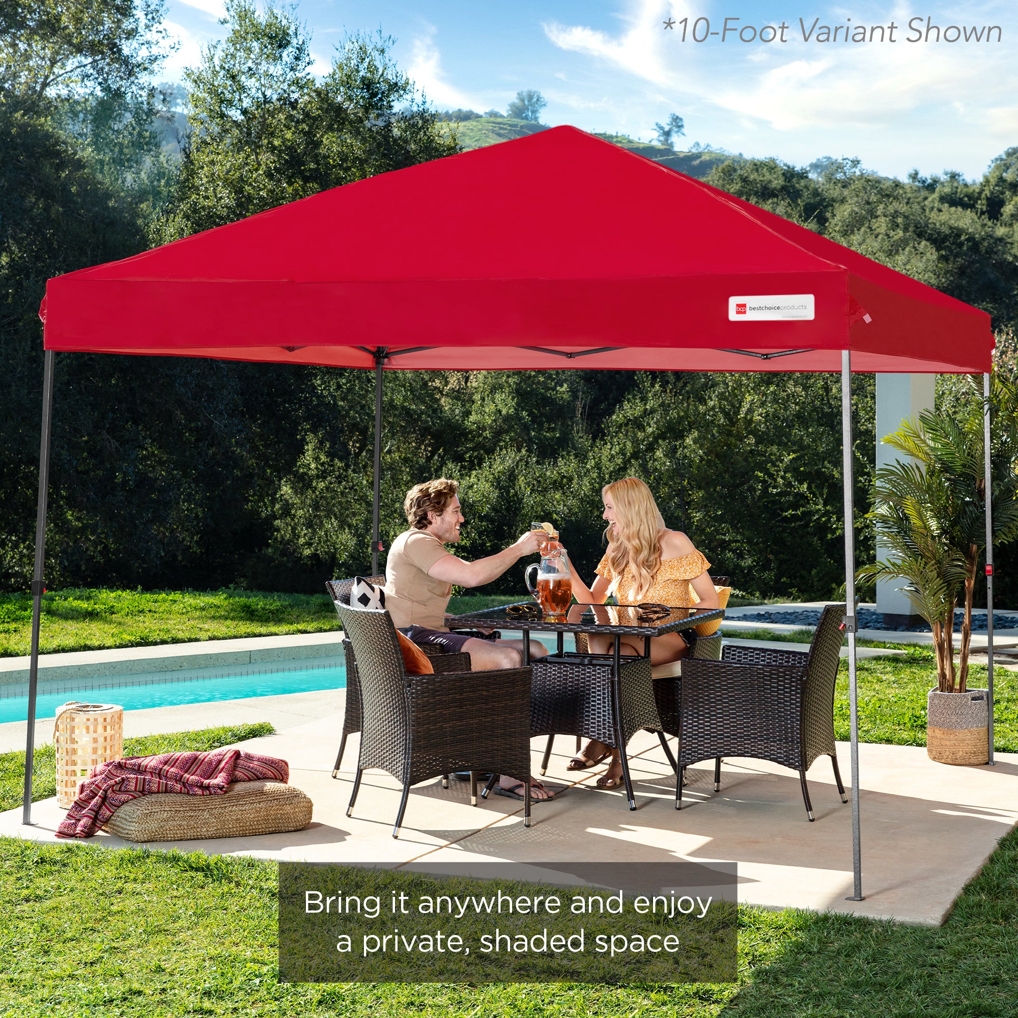 One-Person Setup Instant Pop Up Canopy w/ Case, 4 Weight Bags - 12x12ft - Image 158