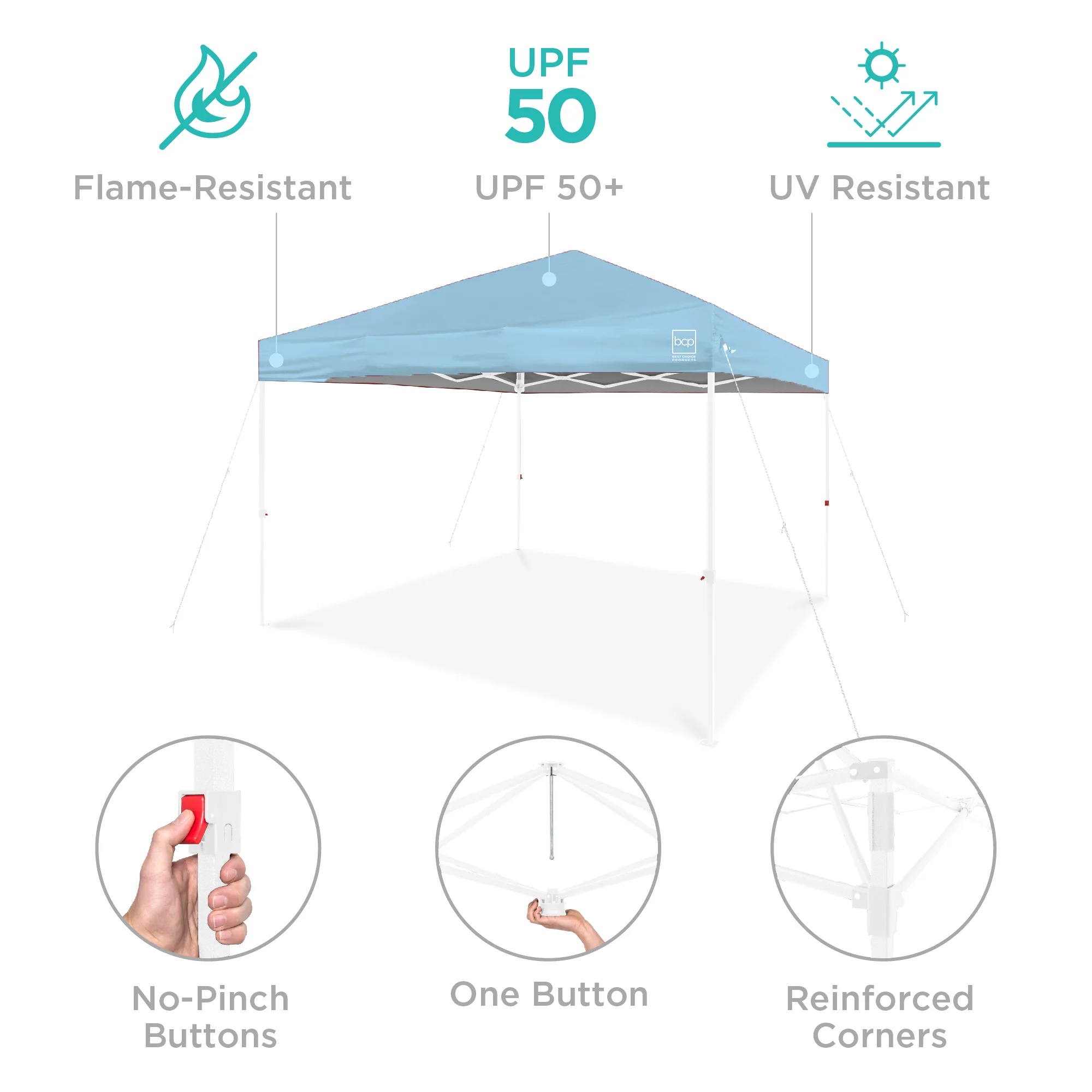 One-Person Setup Instant Pop Up Canopy w/ Case, 4 Weight Bags - 12x12ft - Image 20