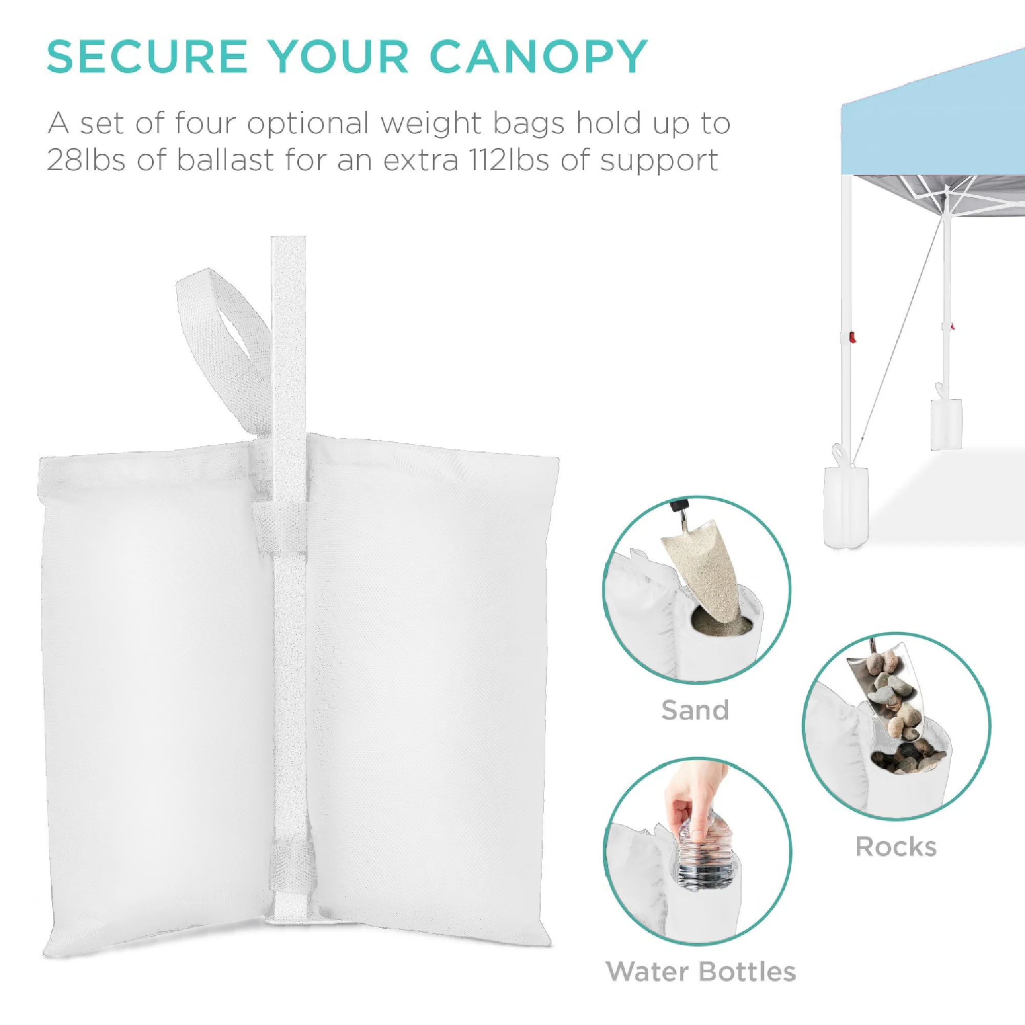 One-Person Setup Instant Pop Up Canopy w/ Case, 4 Weight Bags - 12x12ft - Image 21