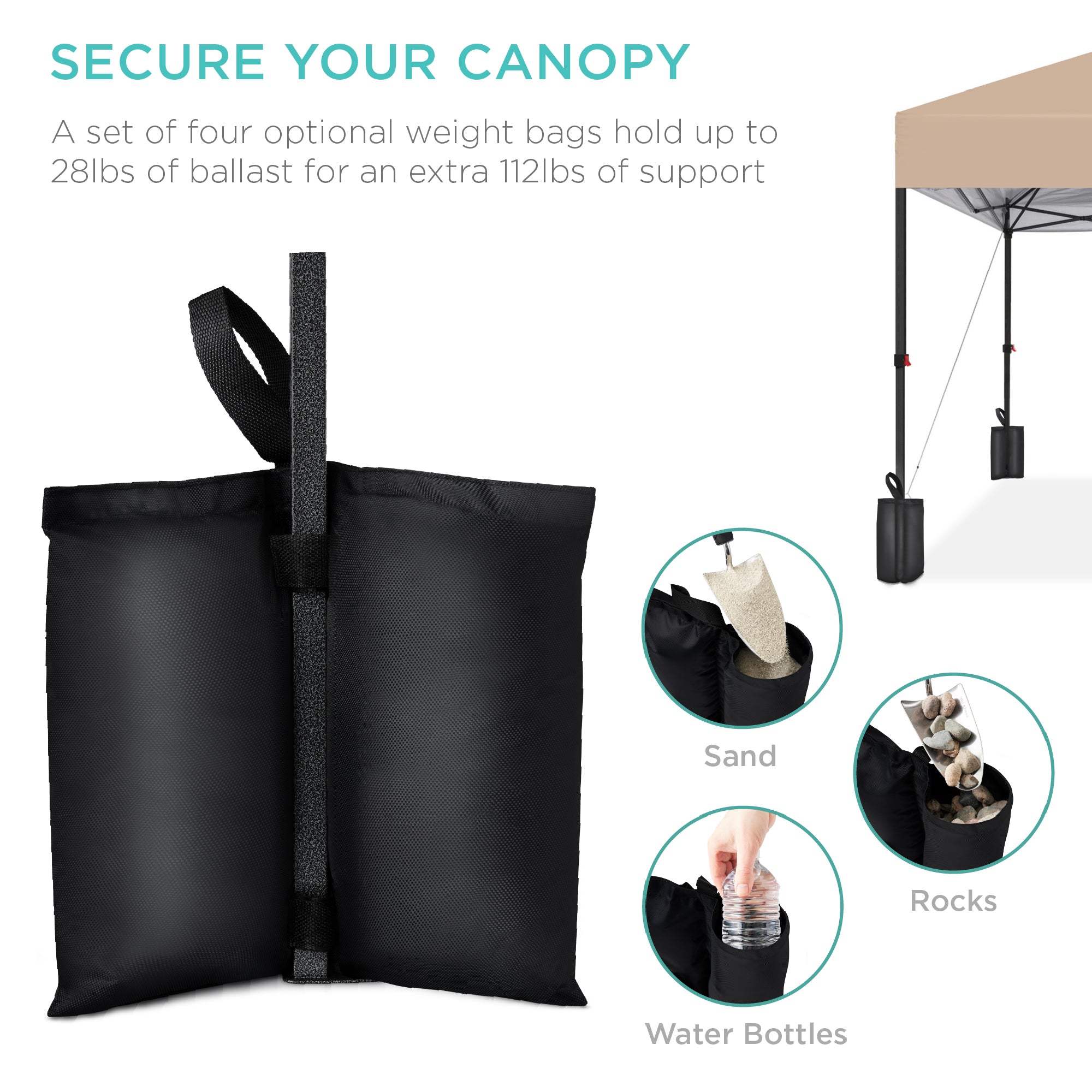 One-Person Setup Instant Pop Up Canopy w/ Case, 4 Weight Bags - 12x12ft - Image 29