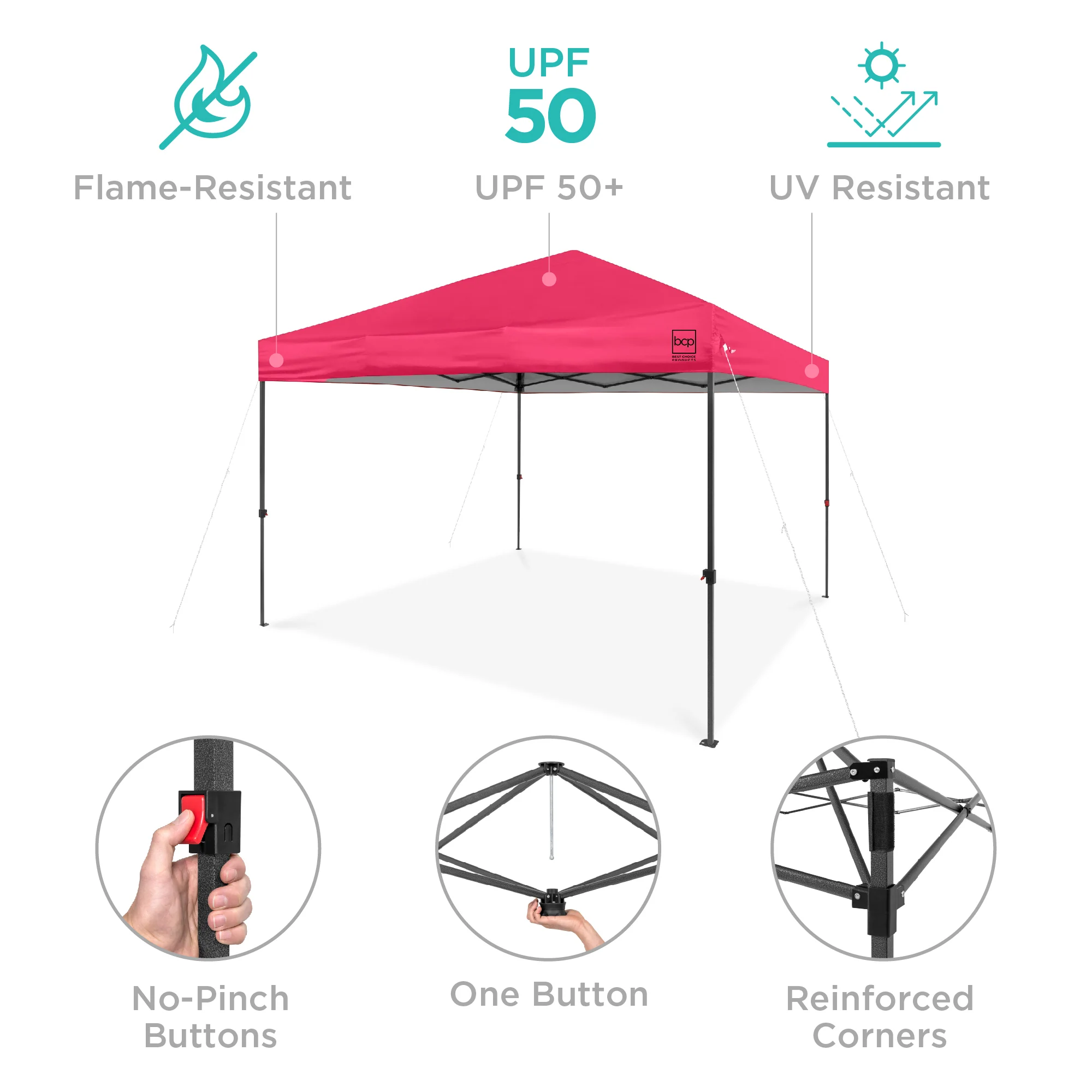 One-Person Setup Instant Pop Up Canopy w/ Case, 4 Weight Bags - 12x12ft - Image 43