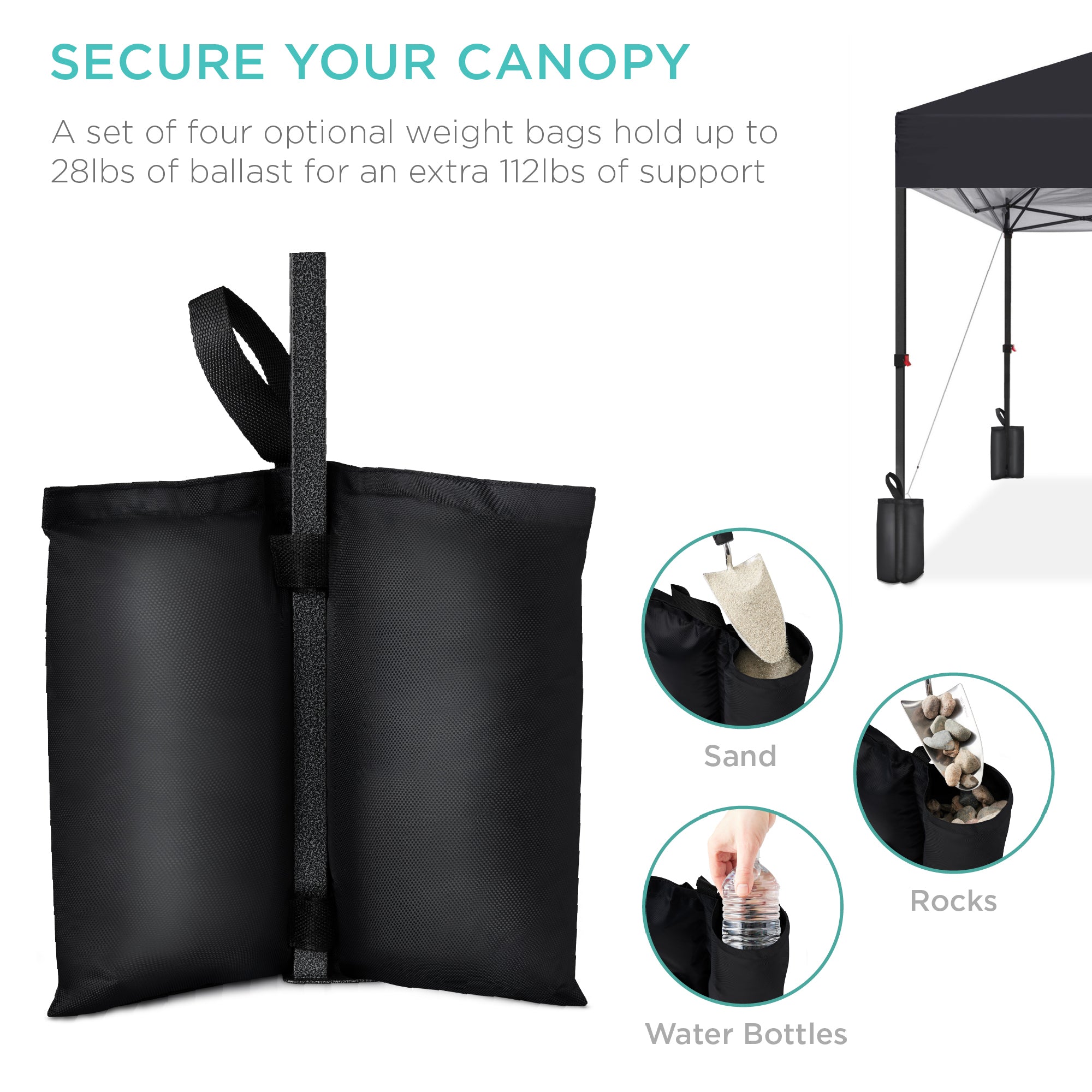 One-Person Setup Instant Pop Up Canopy w/ Case, 4 Weight Bags - 12x12ft - Image 52