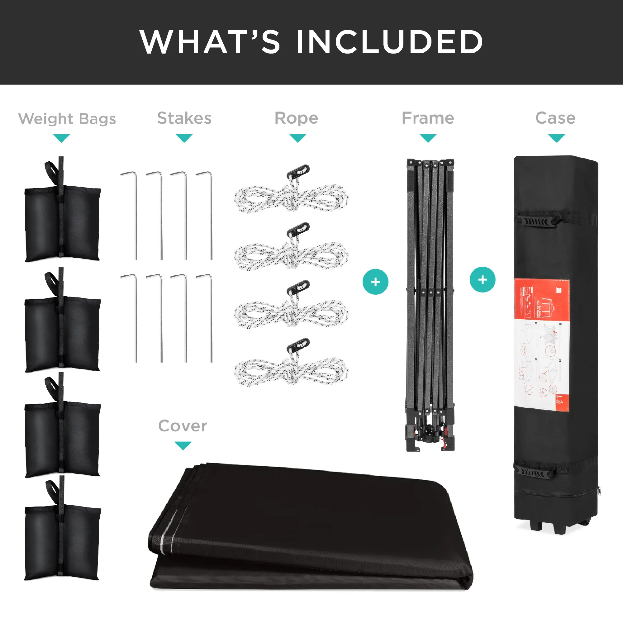 One-Person Setup Instant Pop Up Canopy w/ Case, 4 Weight Bags - 12x12ft - Image 54