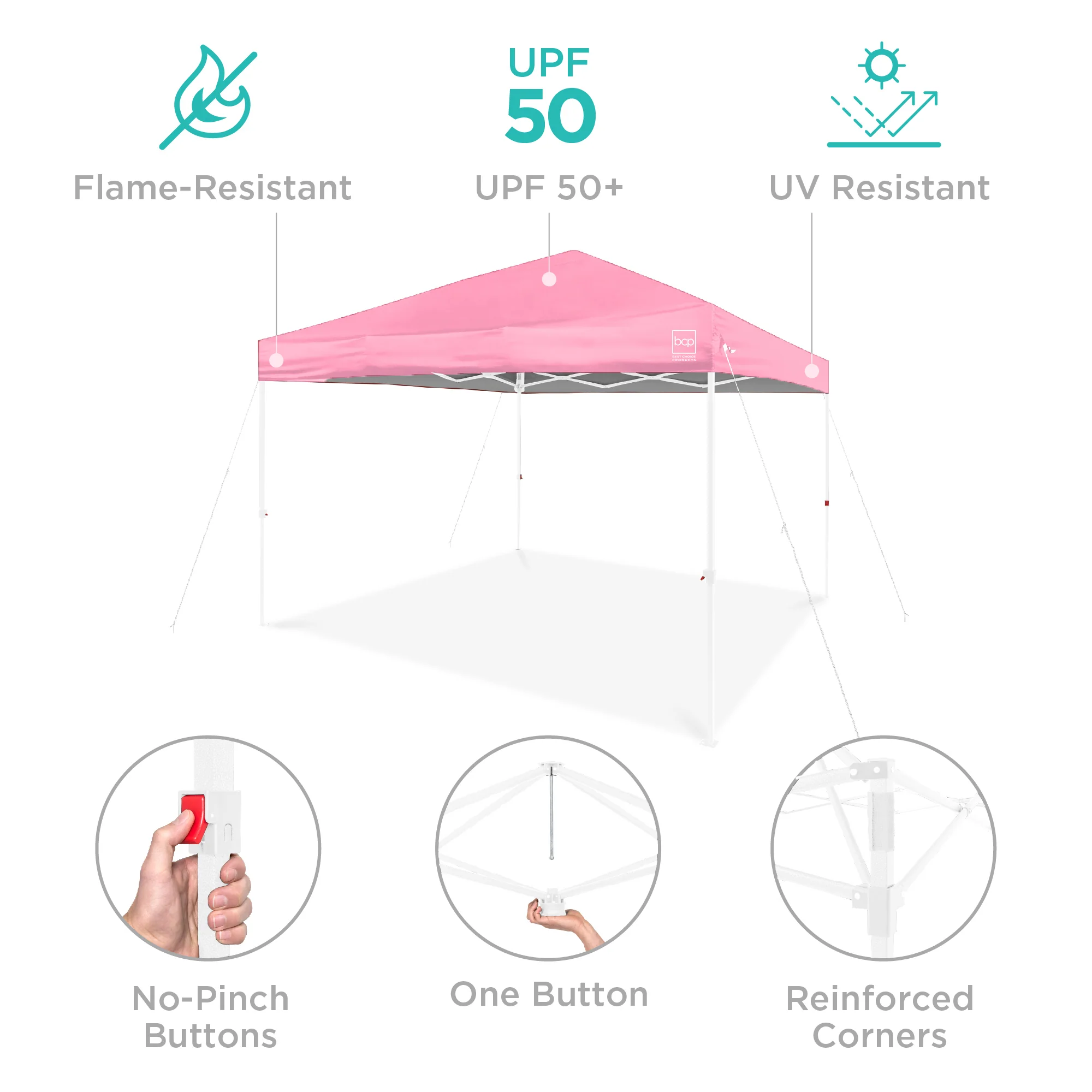 One-Person Setup Instant Pop Up Canopy w/ Case, 4 Weight Bags - 12x12ft - Image 59