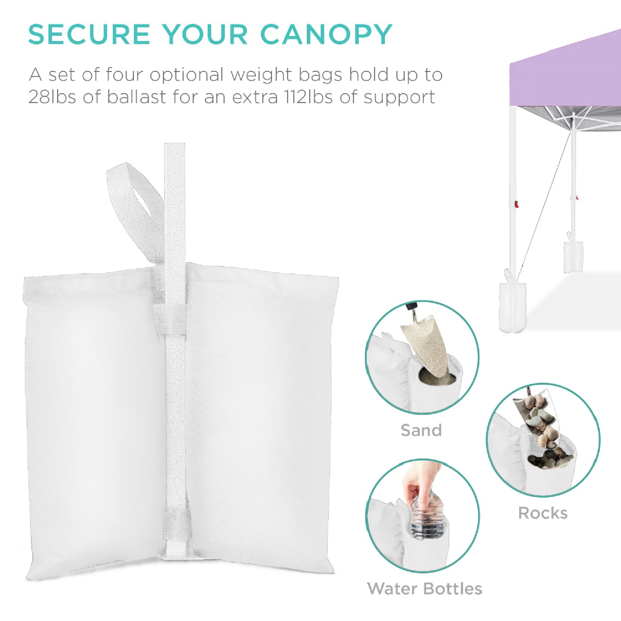 One-Person Setup Instant Pop Up Canopy w/ Case, 4 Weight Bags - 12x12ft - Image 68