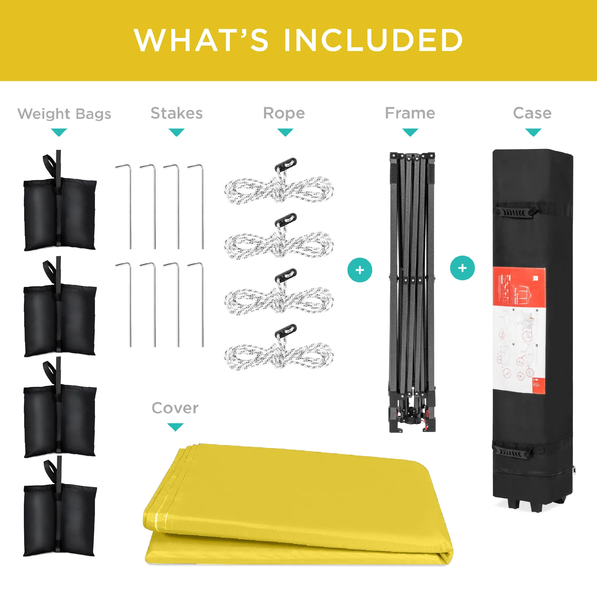 One-Person Setup Instant Pop Up Canopy w/ Case, 4 Weight Bags - 12x12ft - Image 7
