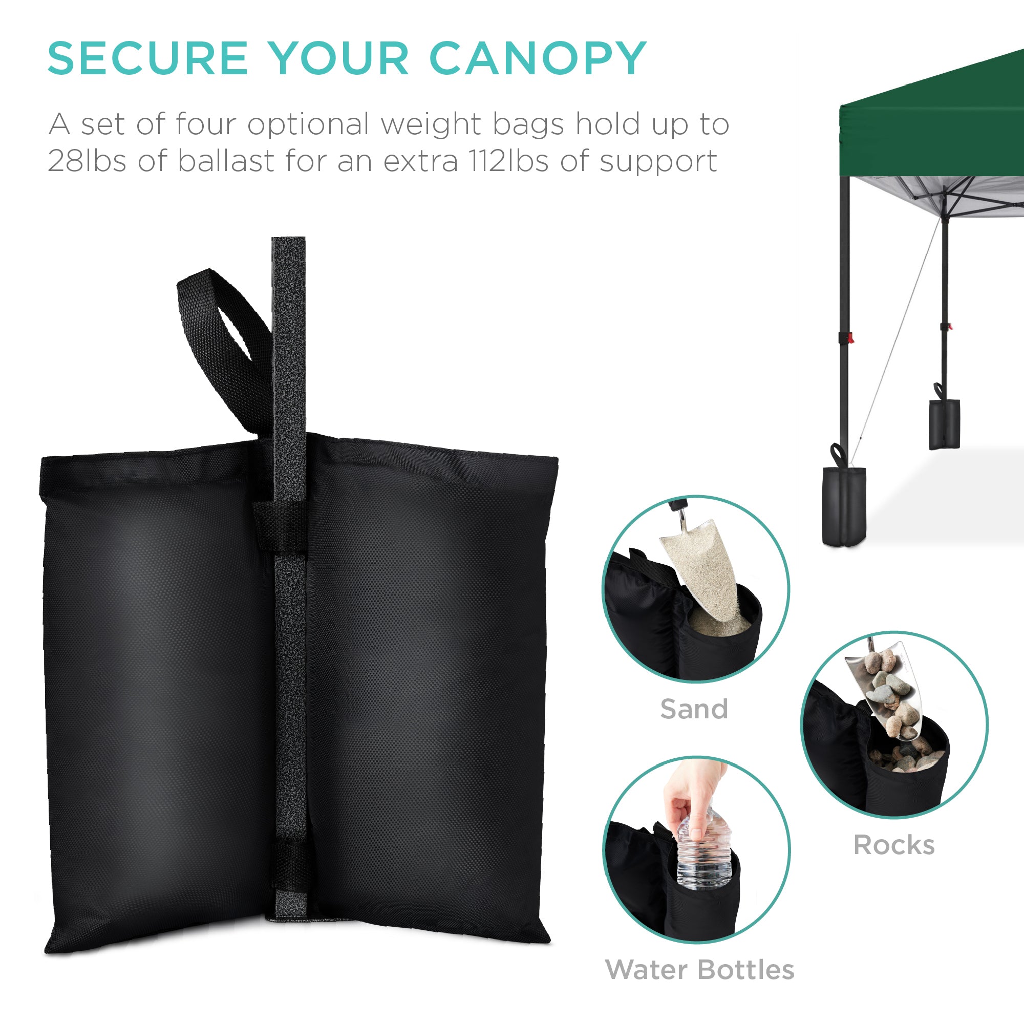 One-Person Setup Instant Pop Up Canopy w/ Case, 4 Weight Bags - 12x12ft - Image 84
