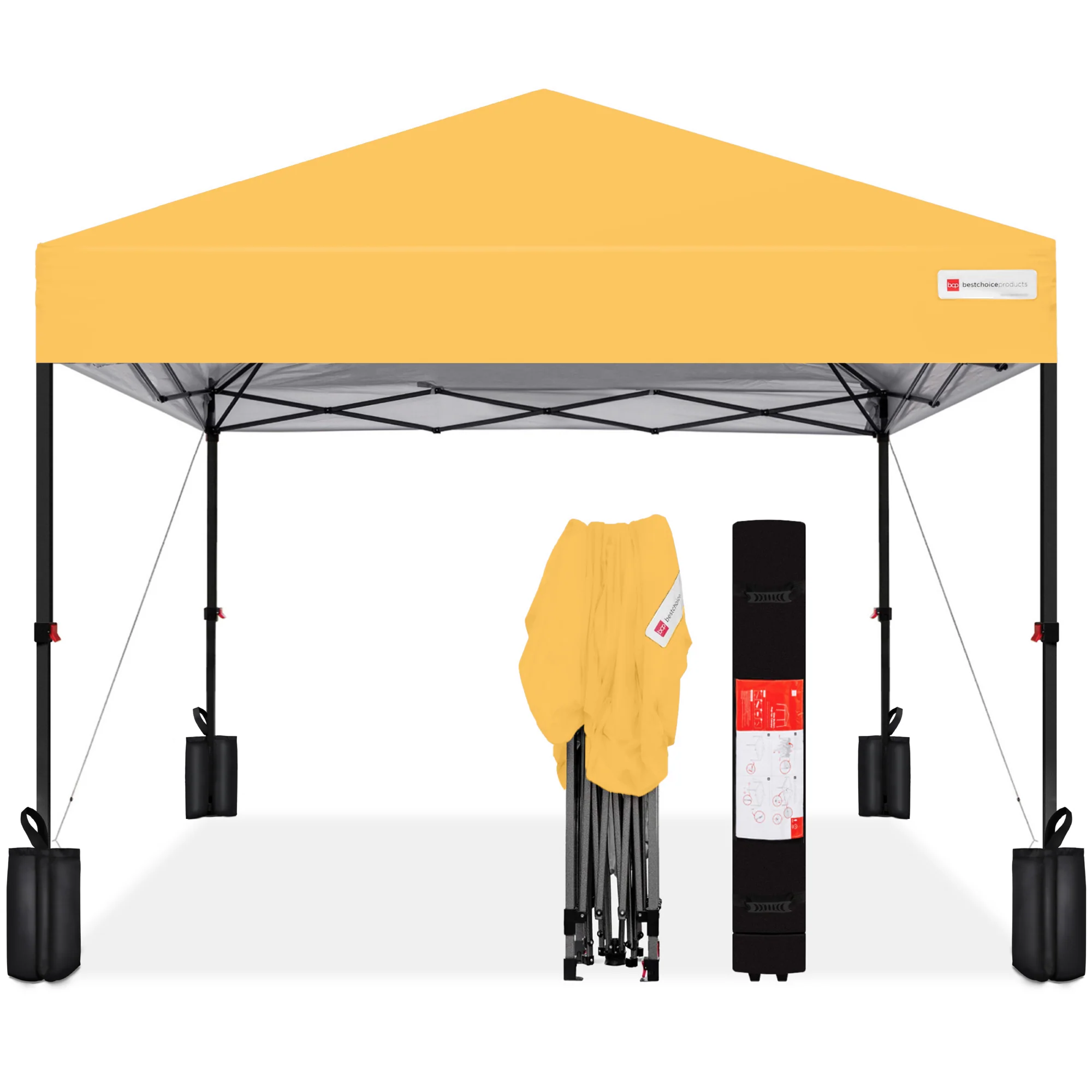 One-Person Setup Instant Pop Up Canopy w/ Case, 4 Weight Bags - 12x12ft - Image 9