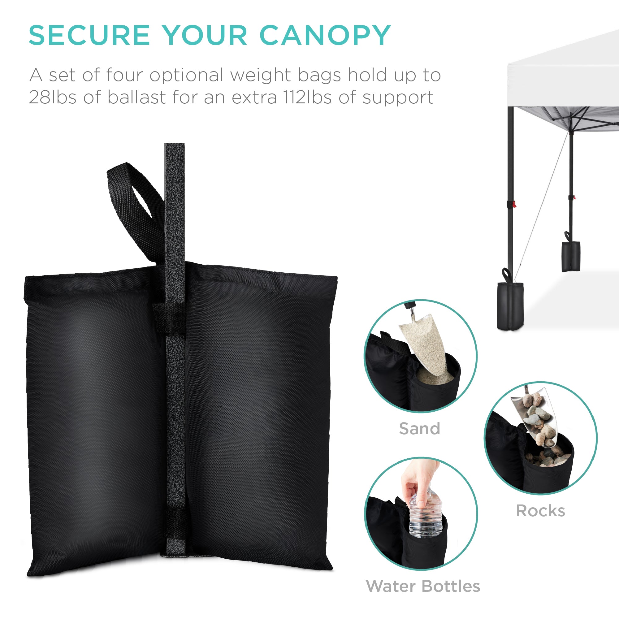 One-Person Setup Instant Pop Up Canopy w/ Case, 4 Weight Bags - 12x12ft - Image 93