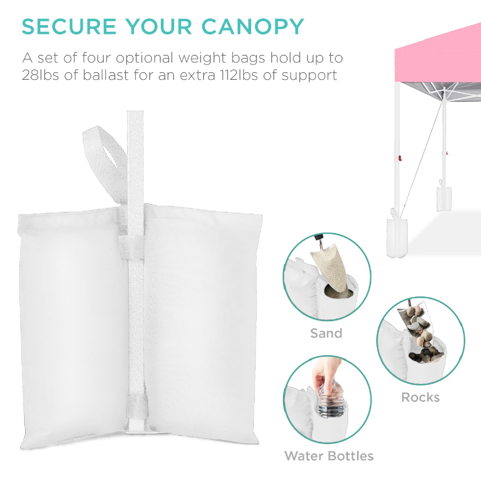 One-Person Setup Instant Pop Up Canopy w/ Case, 4 Weight Bags - 8x8ft - Image 101