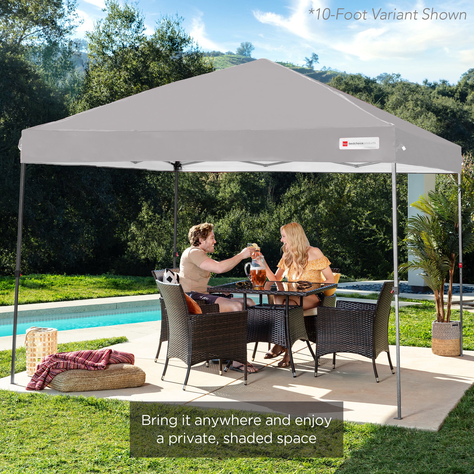 One-Person Setup Instant Pop Up Canopy w/ Case, 4 Weight Bags - 8x8ft - Image 150