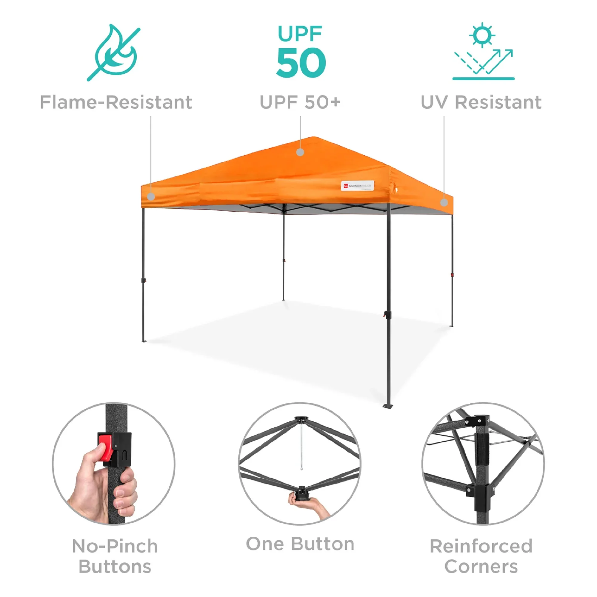 One-Person Setup Instant Pop Up Canopy w/ Case, 4 Weight Bags - 8x8ft - Image 172