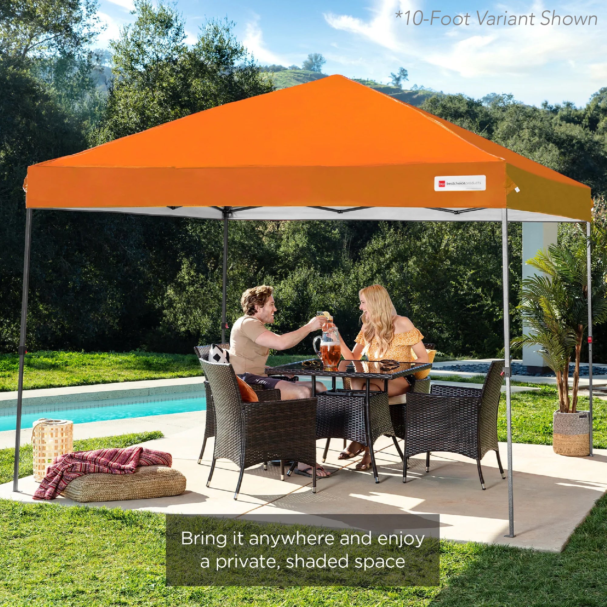 One-Person Setup Instant Pop Up Canopy w/ Case, 4 Weight Bags - 8x8ft - Image 174
