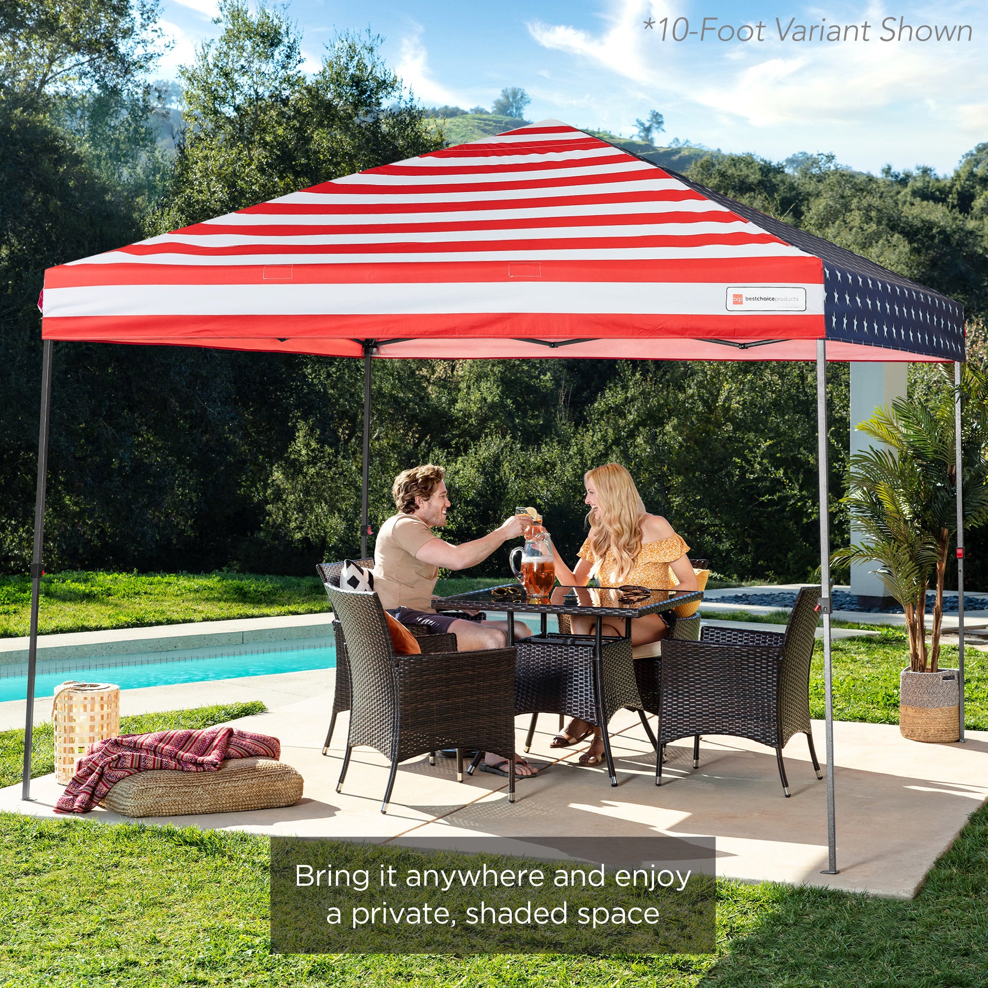 One-Person Setup Instant Pop Up Canopy w/ Case, 4 Weight Bags - 8x8ft - Image 190