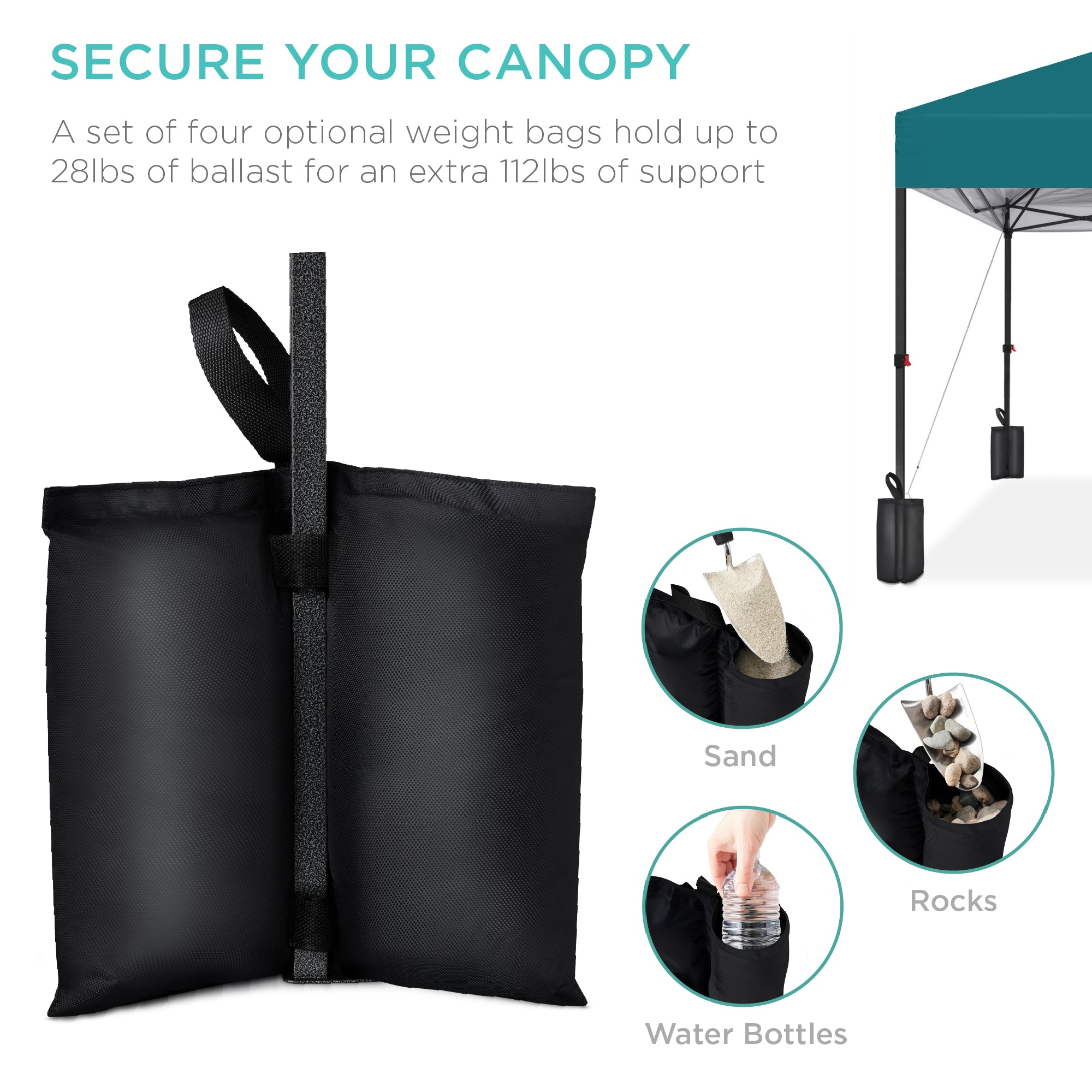 One-Person Setup Instant Pop Up Canopy w/ Case, 4 Weight Bags - 8x8ft - Image 205
