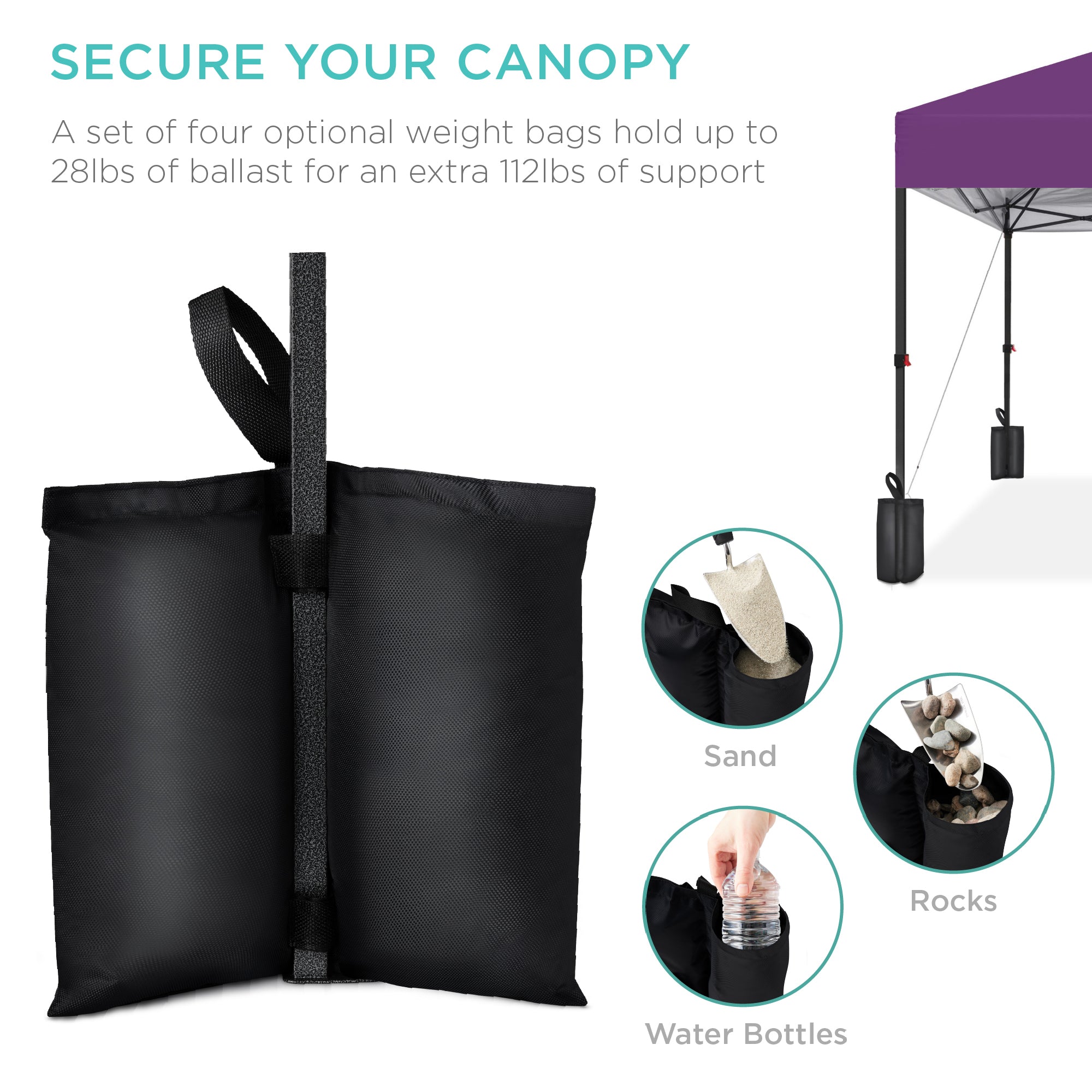 One-Person Setup Instant Pop Up Canopy w/ Case, 4 Weight Bags - 8x8ft - Image 61