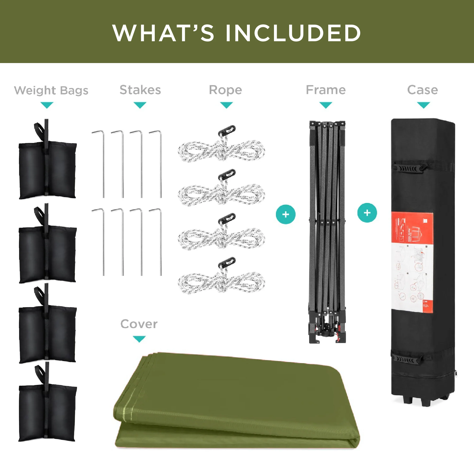 One-Person Setup Instant Pop Up Canopy w/ Case, 4 Weight Bags - 8x8ft - Image 79